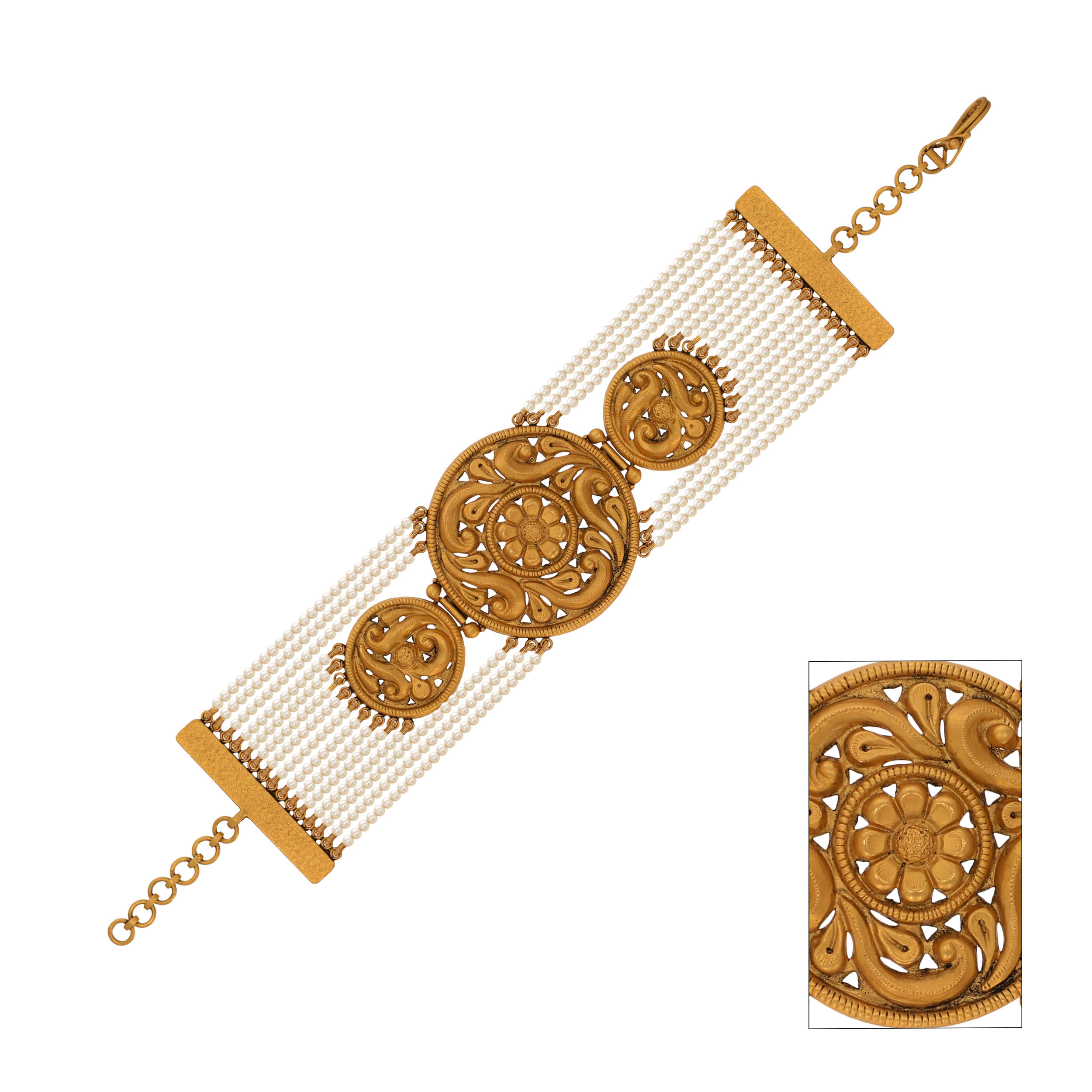 Pearl Embellished Gold Mantasha - Senco Gold and Diamonds