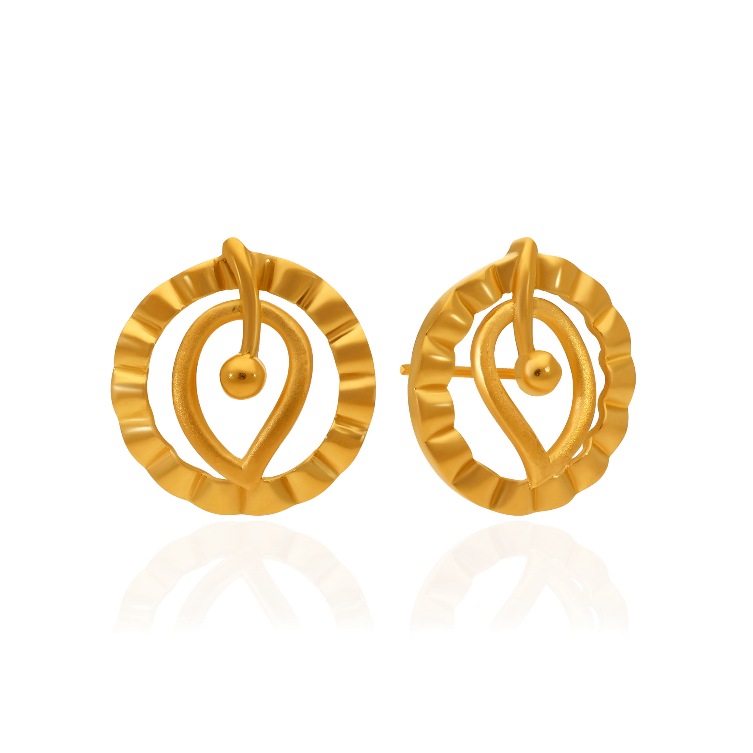 Artisanal Swirl Gold Studs - Senco Gold and Diamonds