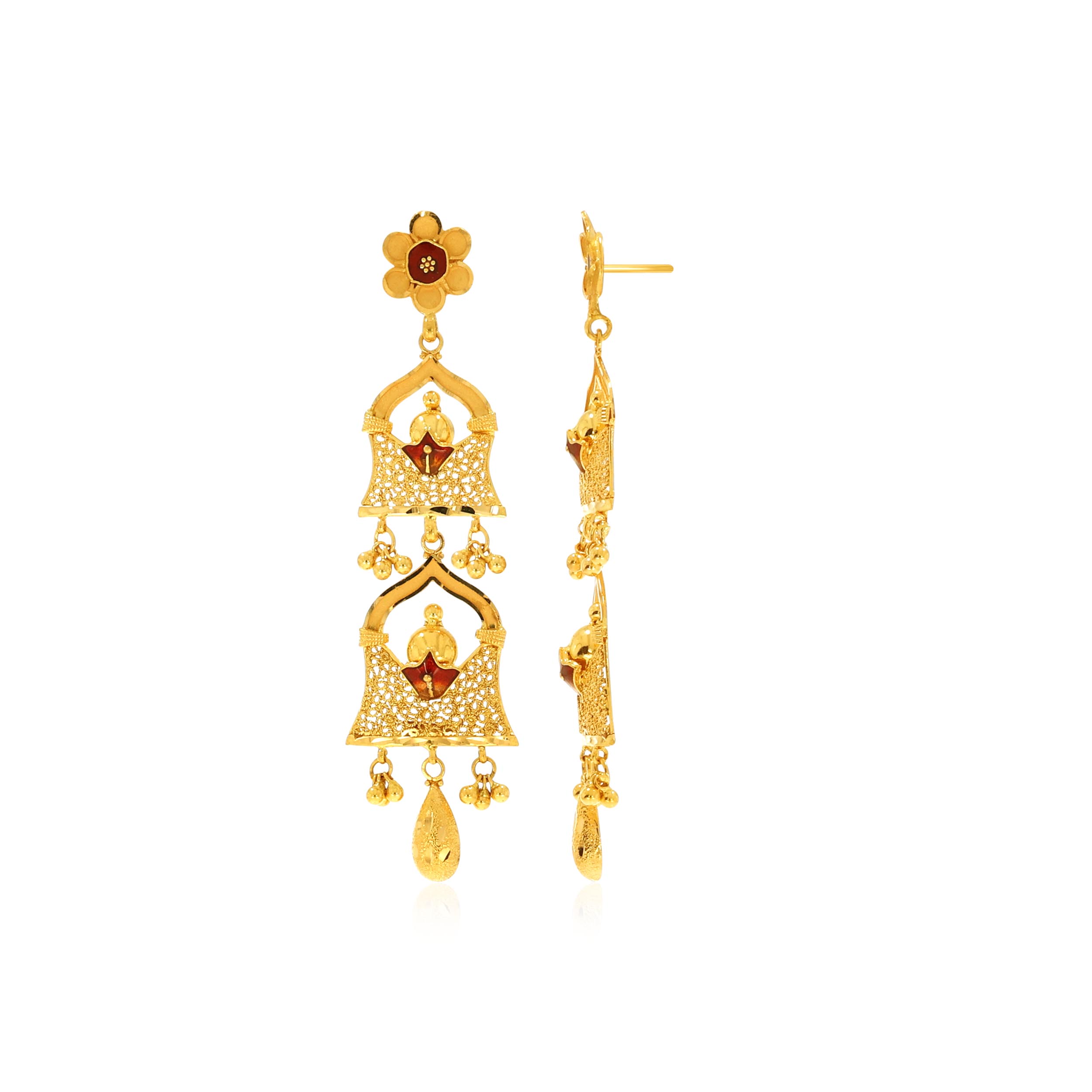 Divine Deity Gold Danglers - Senco Gold and Diamonds