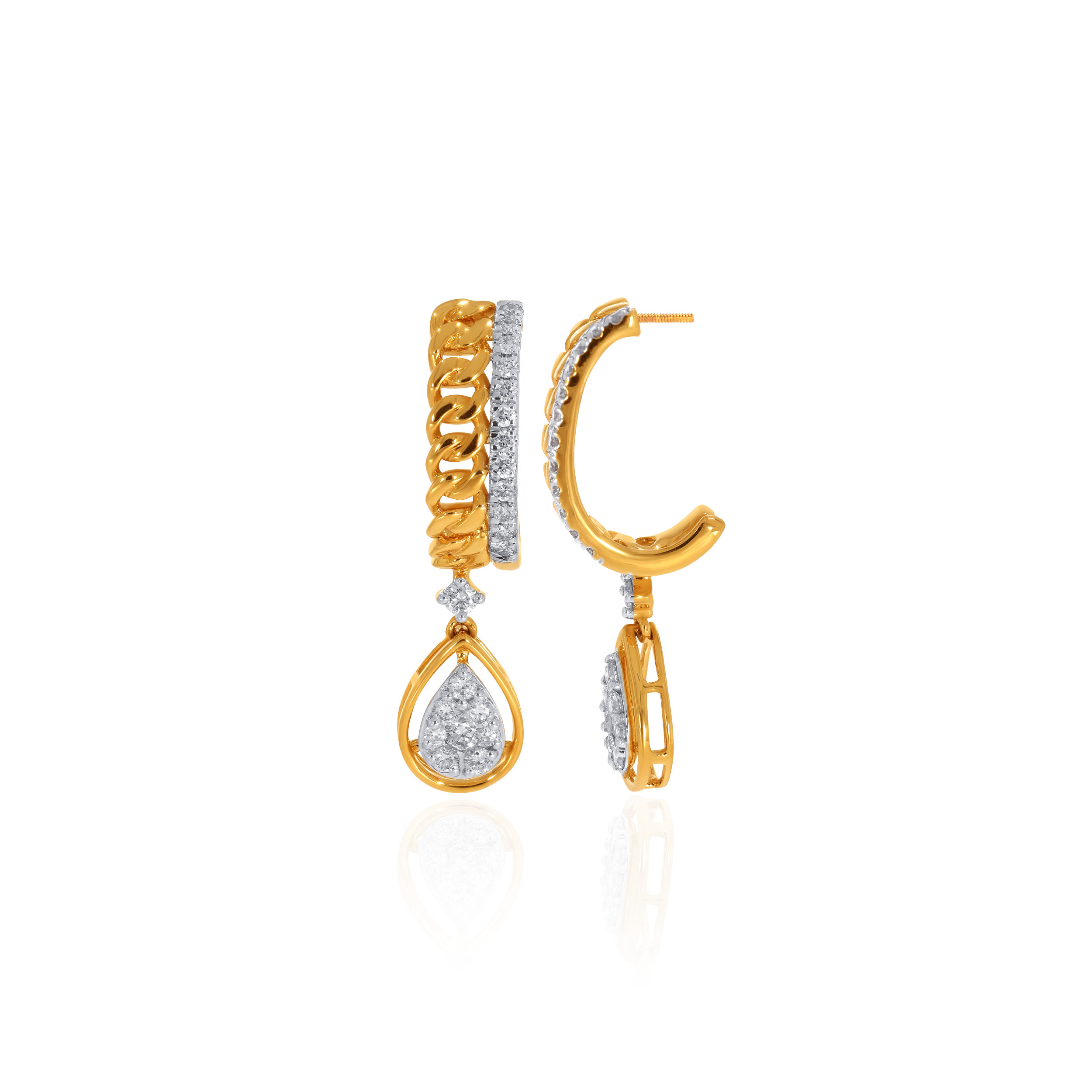 14K Yellow Gold Diamond Drop Earrings-DT-D000772721 - Senco Gold and Diamonds