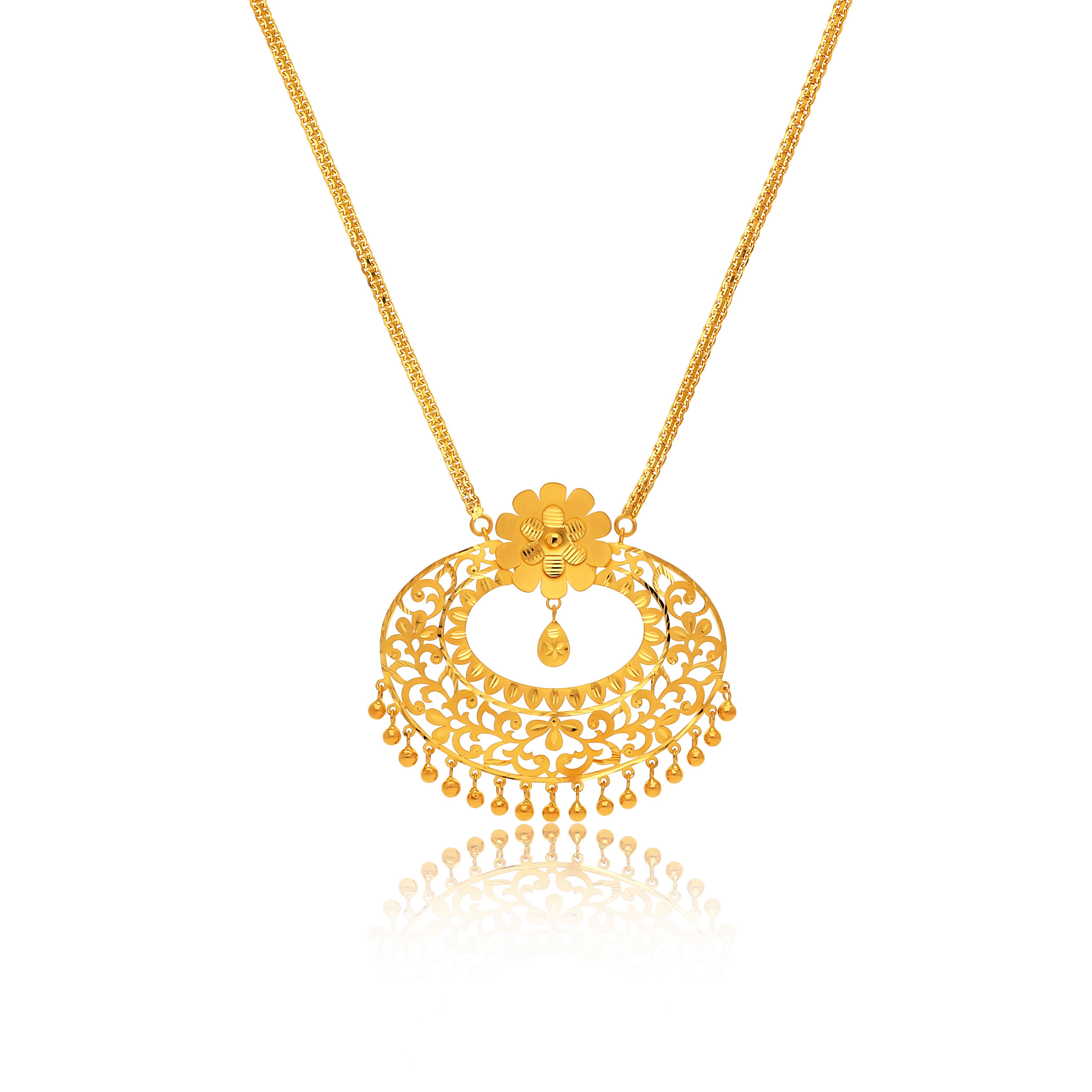 Ornella Filigree Gold Chain Pendant - Senco Gold and Diamonds