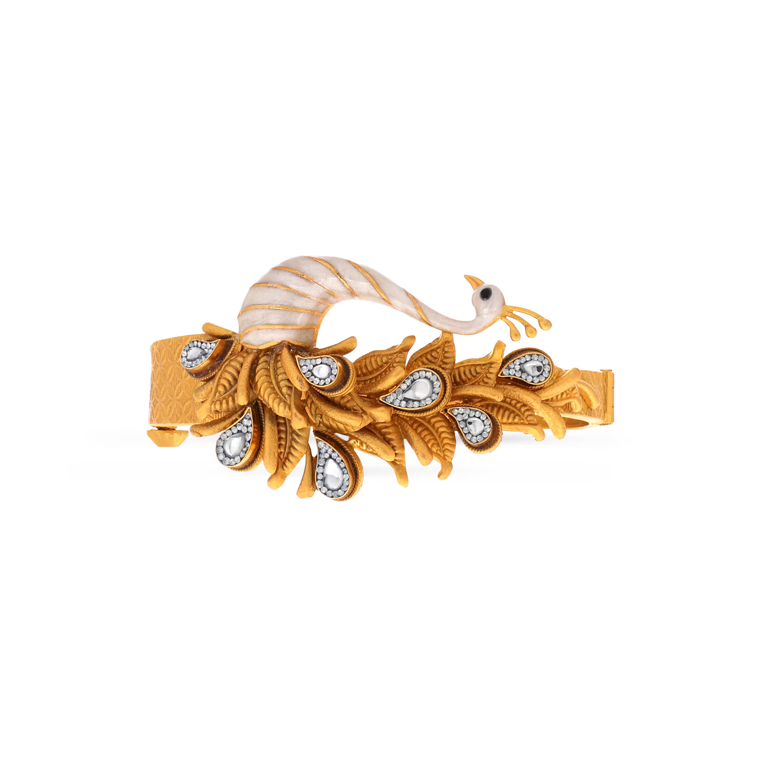 22K Yellow Gold Antique Kundan Bangle-GCH-D000760641 - Senco Gold and Diamonds