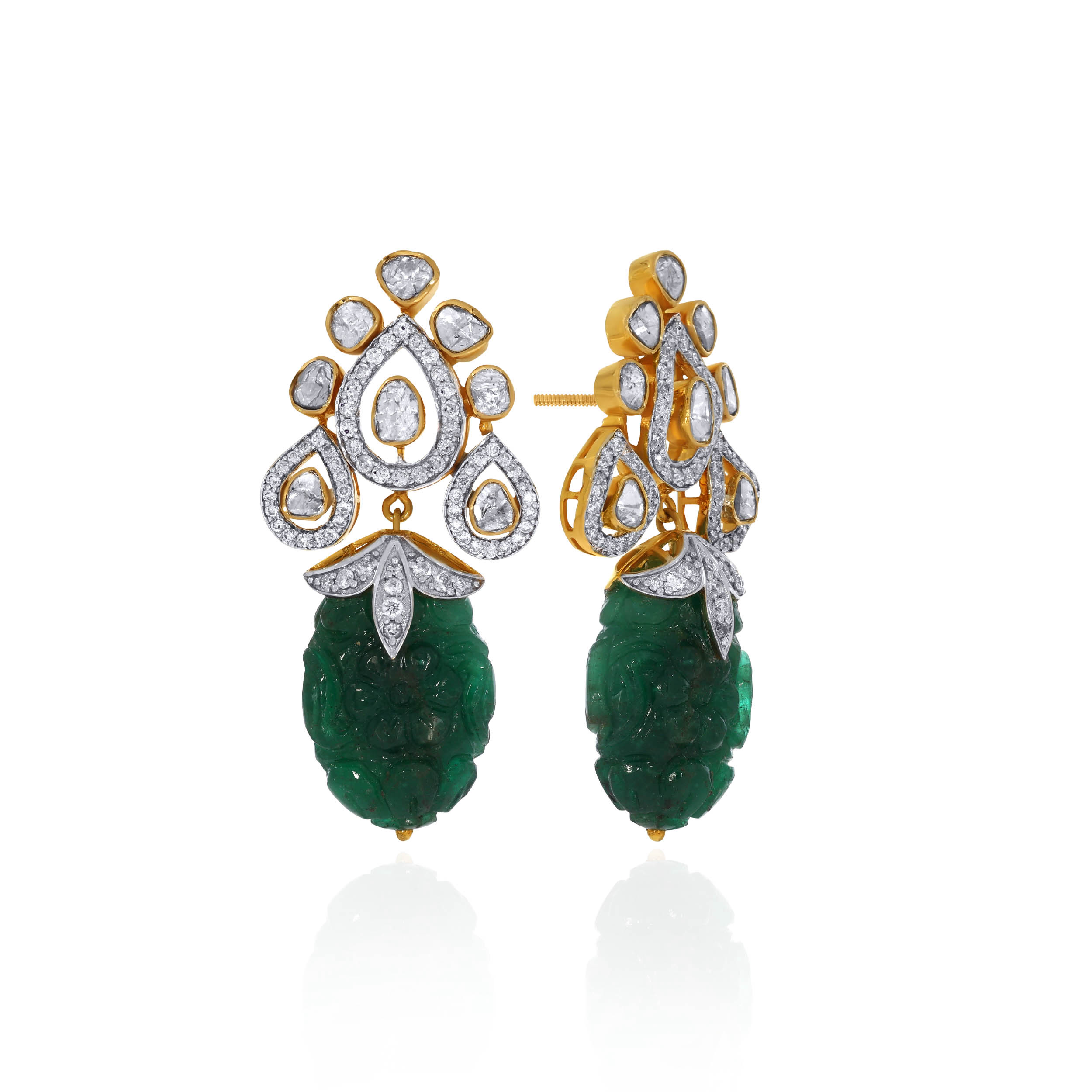 Heirloom Gleam Emerald Diamond Earrings - Senco Gold and Diamonds