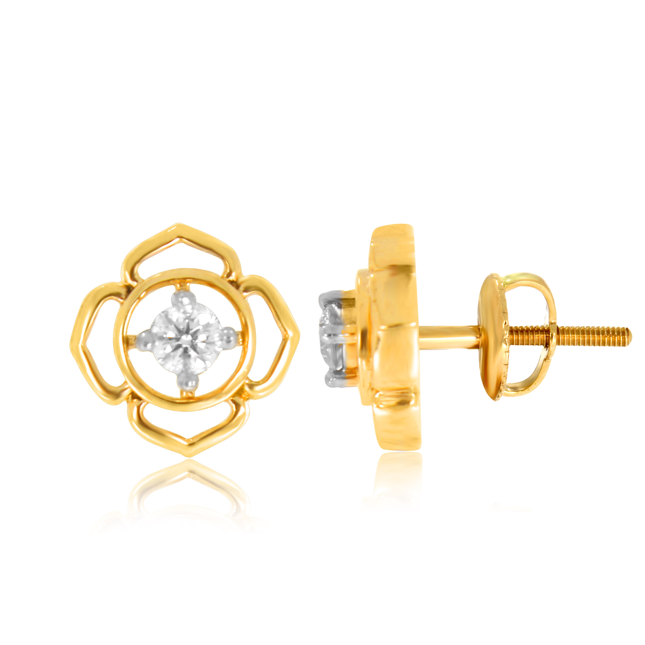 Daily Bloom Solitaire Studs - Senco Gold and Diamonds