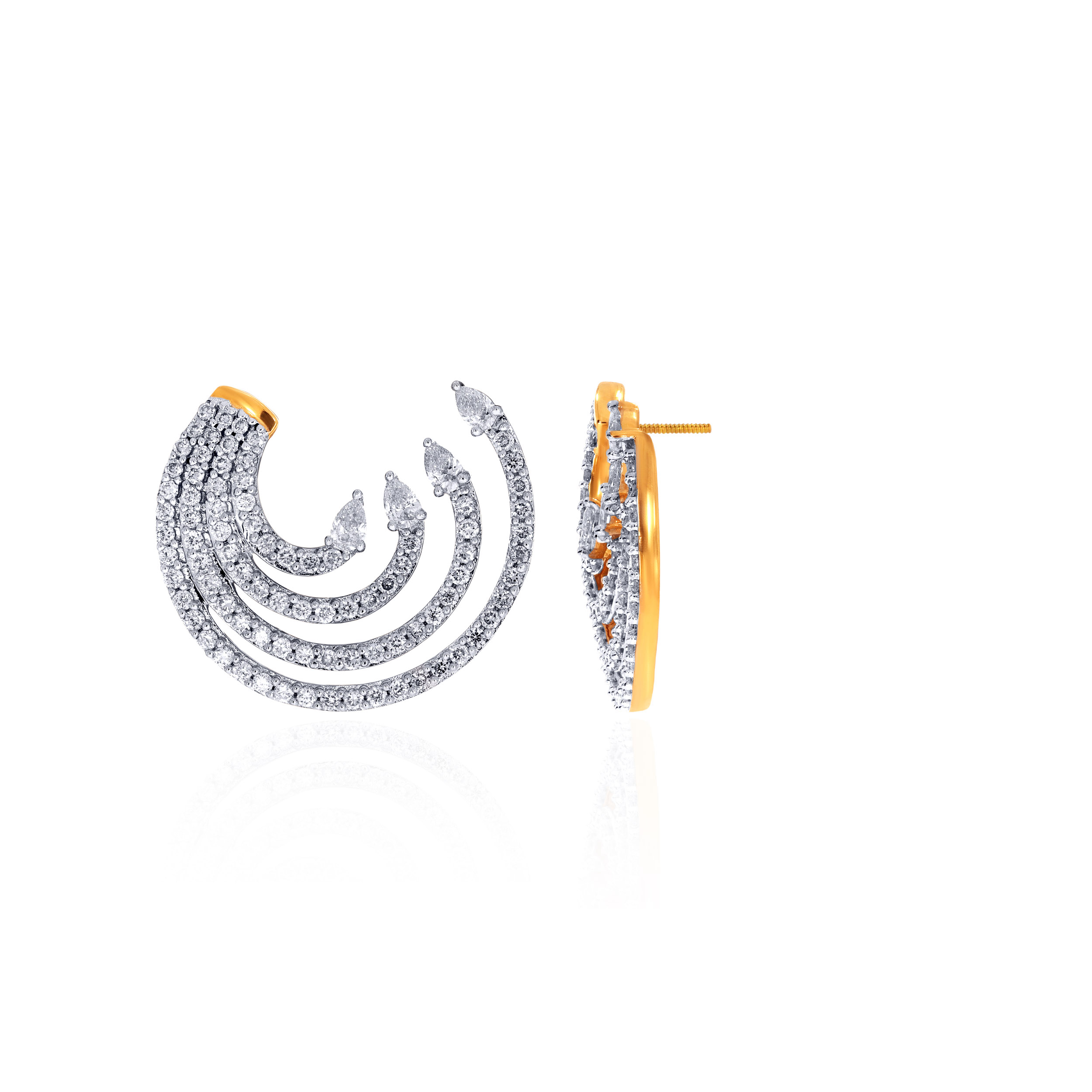 Gleaming Wave Diamond Studs - Senco Gold and Diamonds