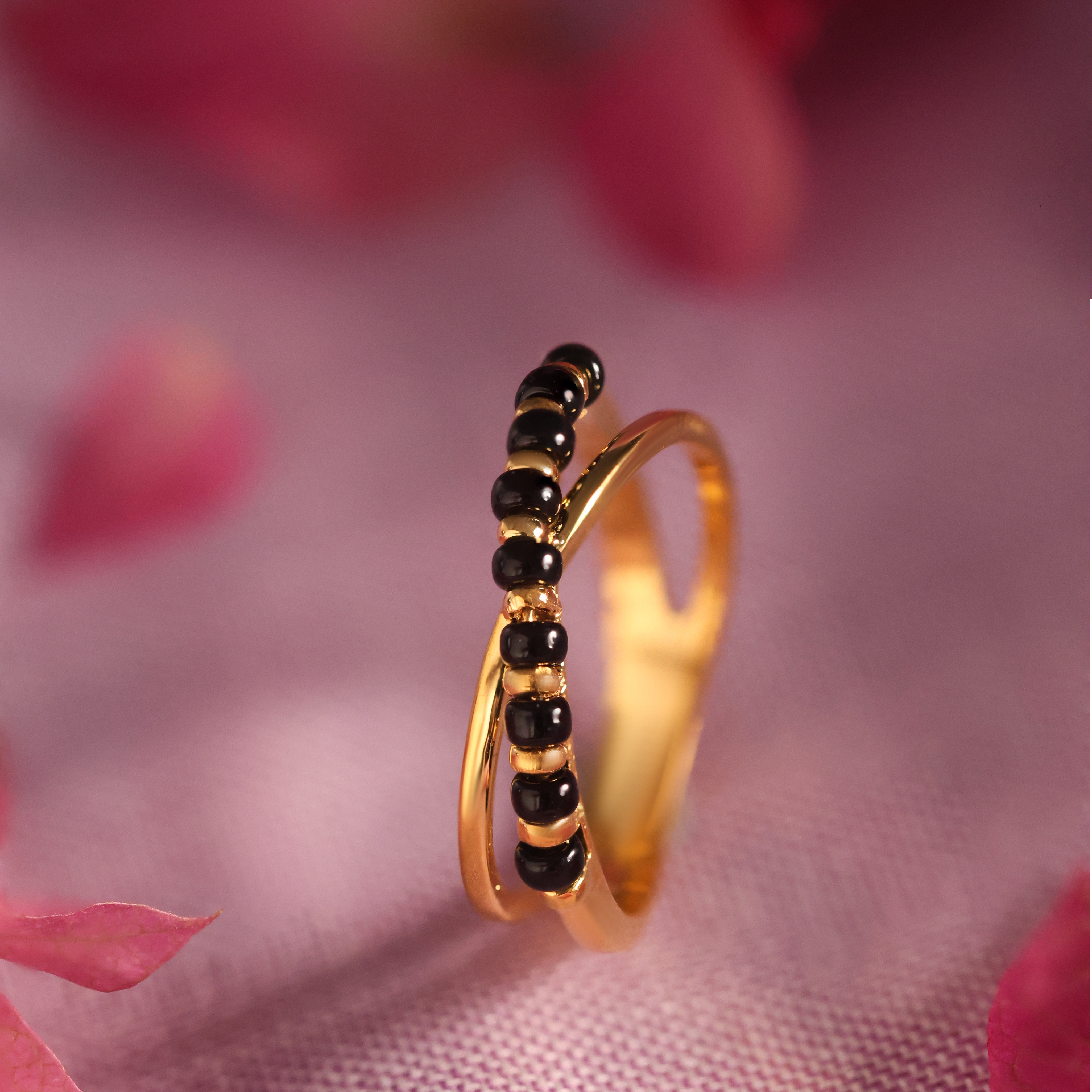 Overlapped Beads Gold Ring - Senco Gold and Diamonds