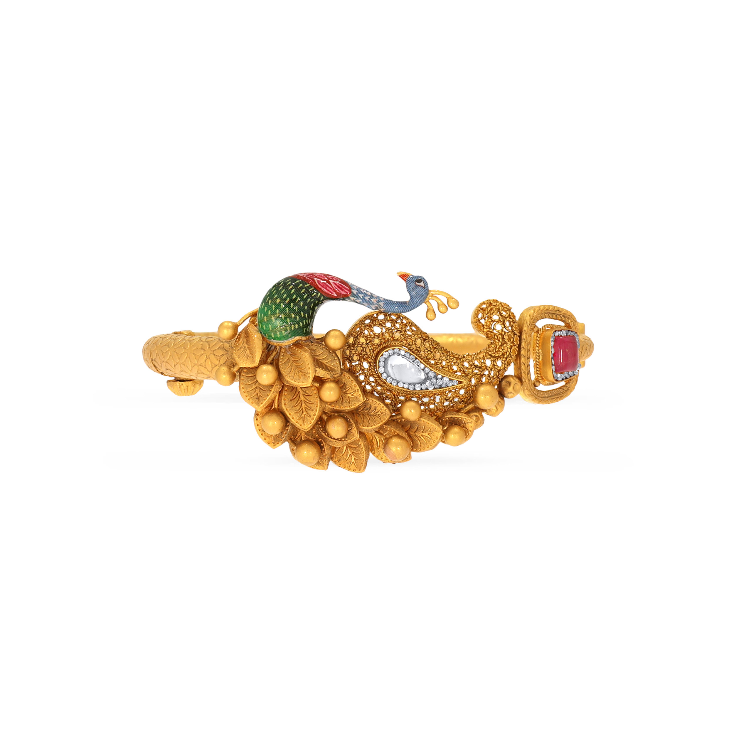 22K Yellow Gold Antique Kundan Bangle-GCH-D000760639 - Senco Gold and Diamonds
