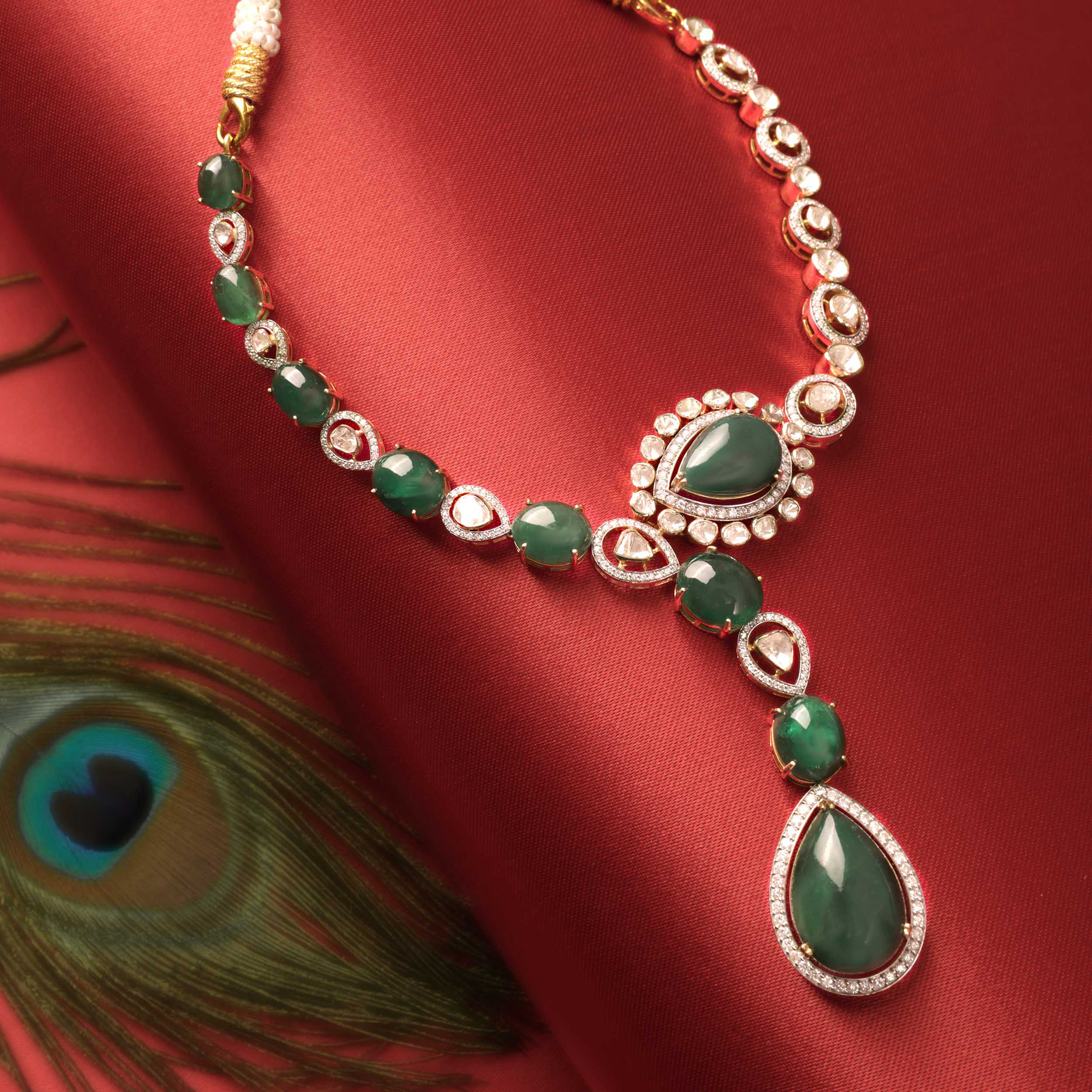 Verdant Majesty Polki Diamond Necklace - Senco Gold and Diamonds