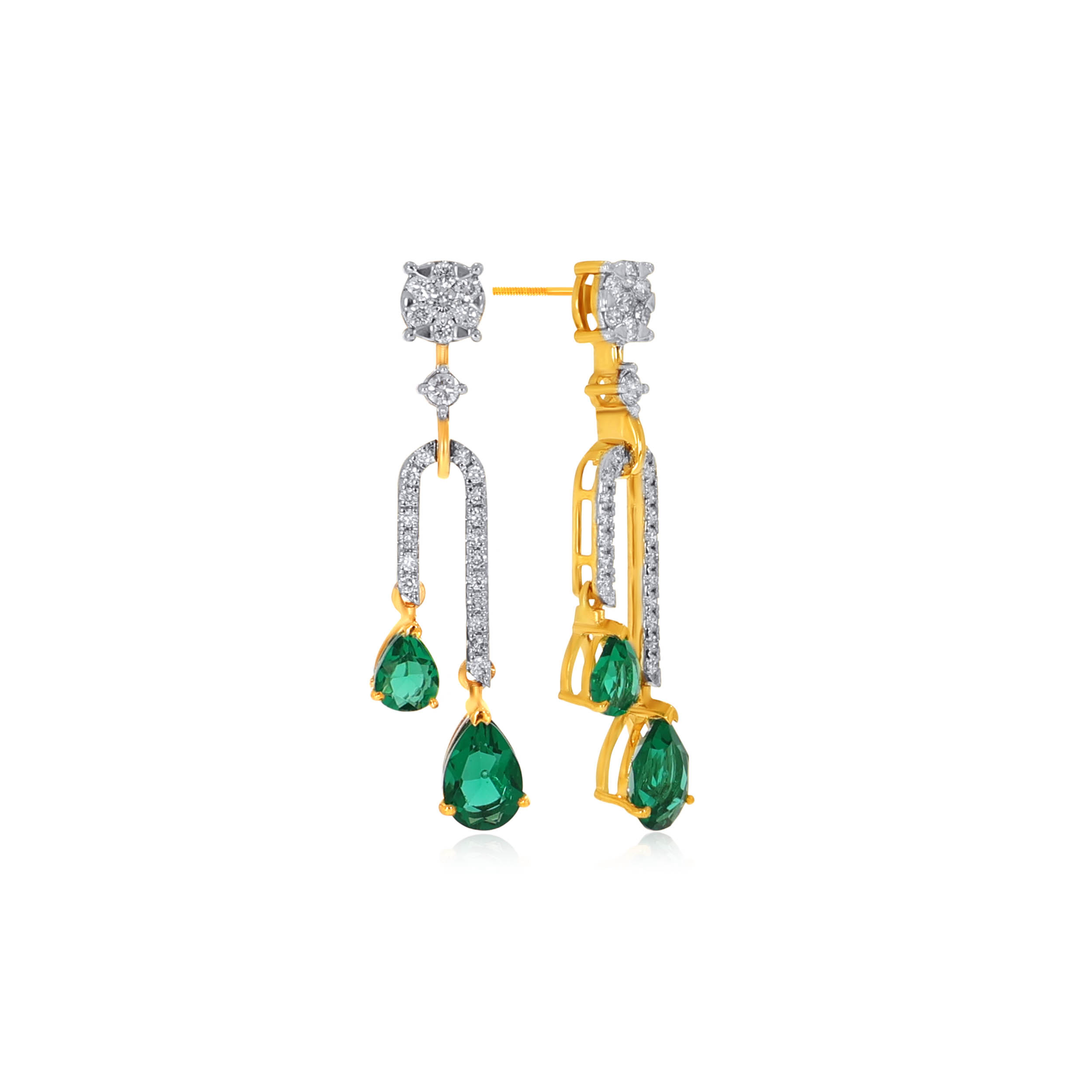 Greeny Droplet Diamond Drop Earrings - Senco Gold and Diamonds