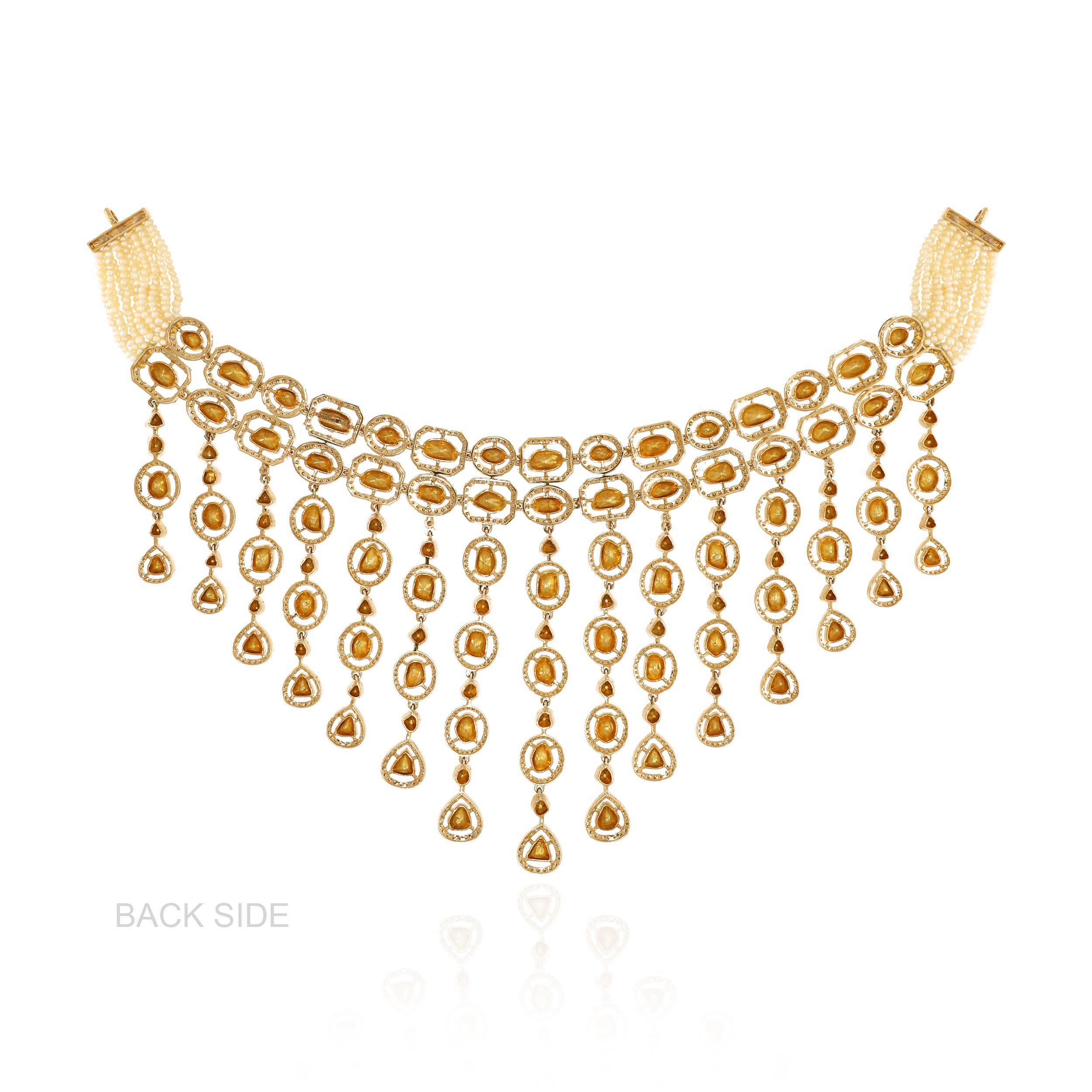 Royal Veil Polki Diamond Statement Necklace - Senco Gold and Diamonds