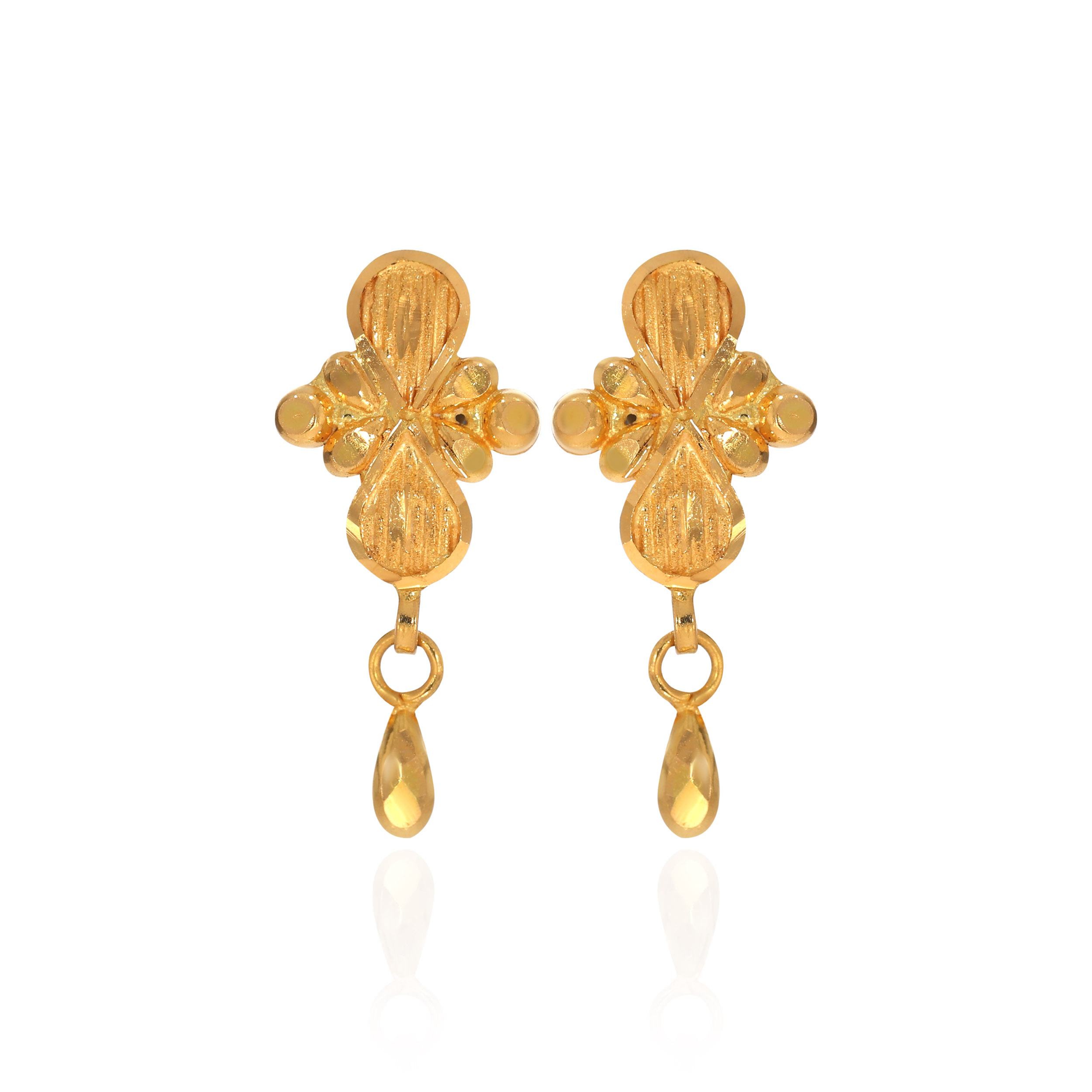 Floral Droplet Ethnic Gold Earrings - Senco Gold and Diamonds