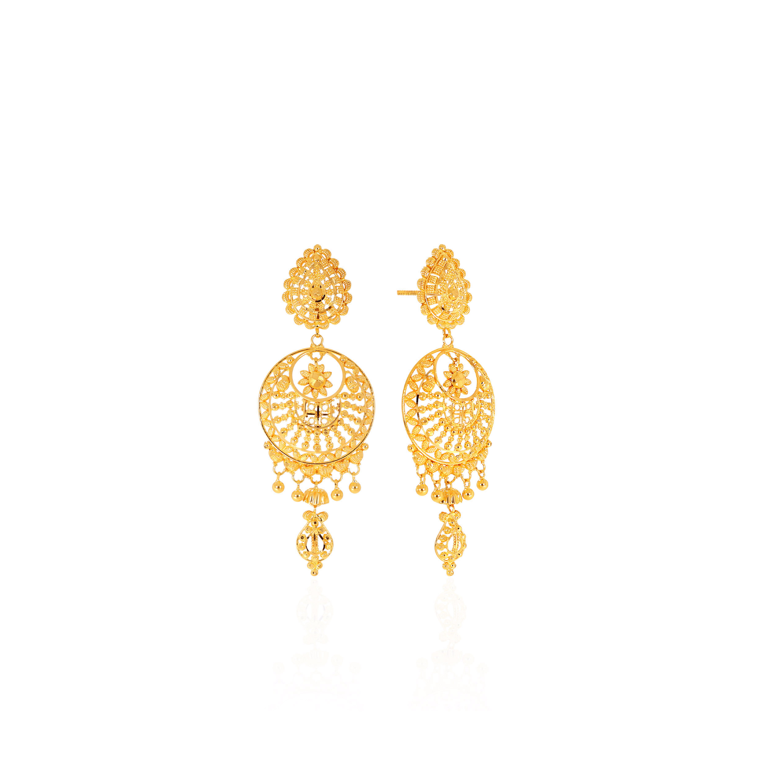 Classic Embrace Gold Chandbali Earrings - Senco Gold and Diamonds