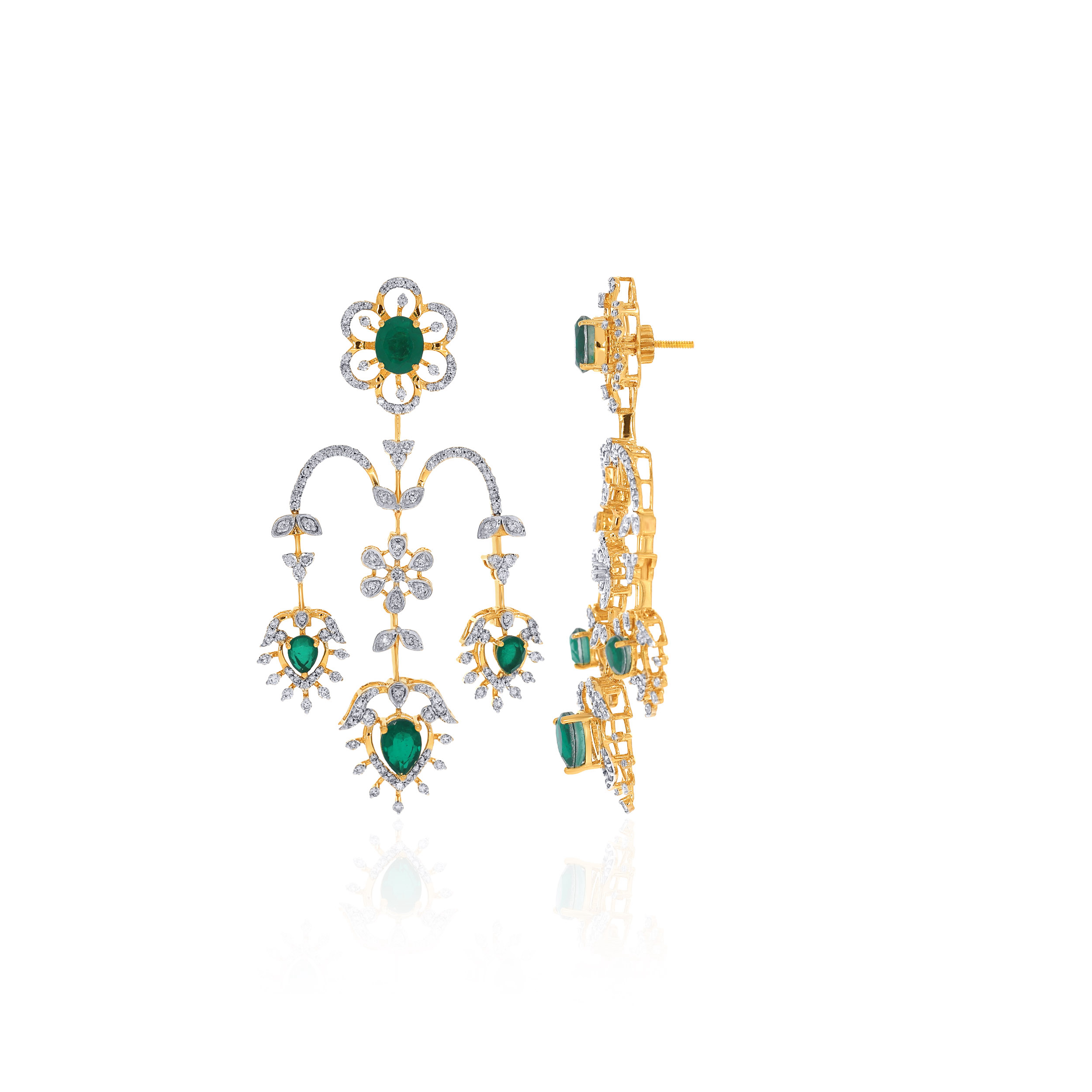 14K Yellow Gold Diamond Drop Earrings-DTGN-D000792500 - Senco Gold and Diamonds