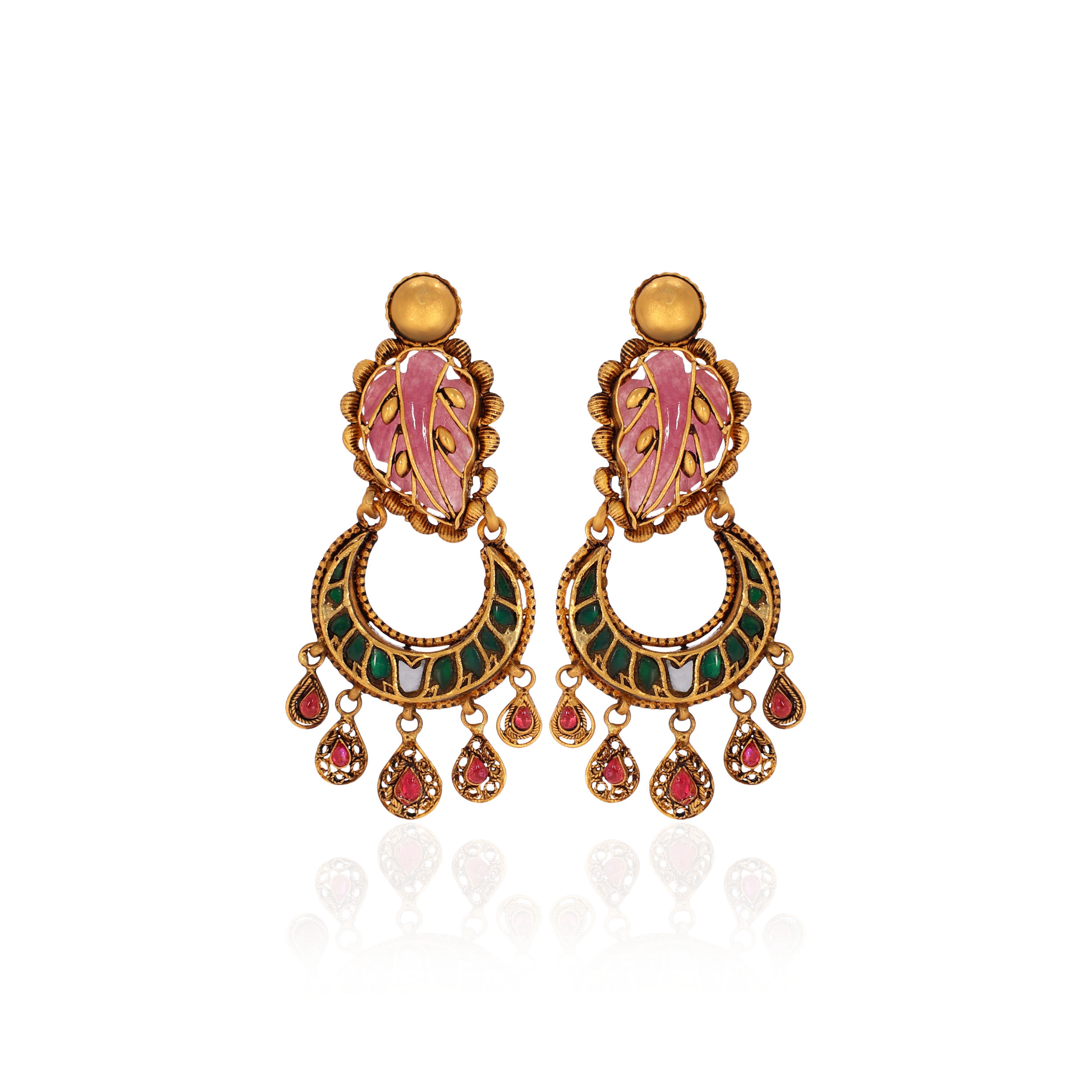 22K Yellow Gold Kundan Earrings-GPGN-D000788481 - Senco Gold and Diamonds