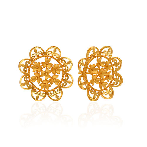 Blossom Aura Gold Studs - Senco Gold and Diamonds