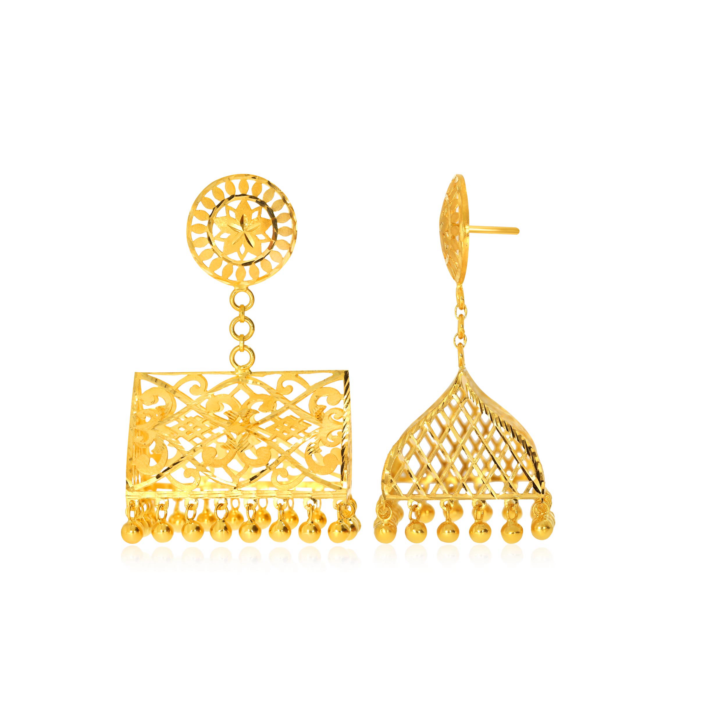 Artistic Splendour Gold Danglers - Senco Gold and Diamonds