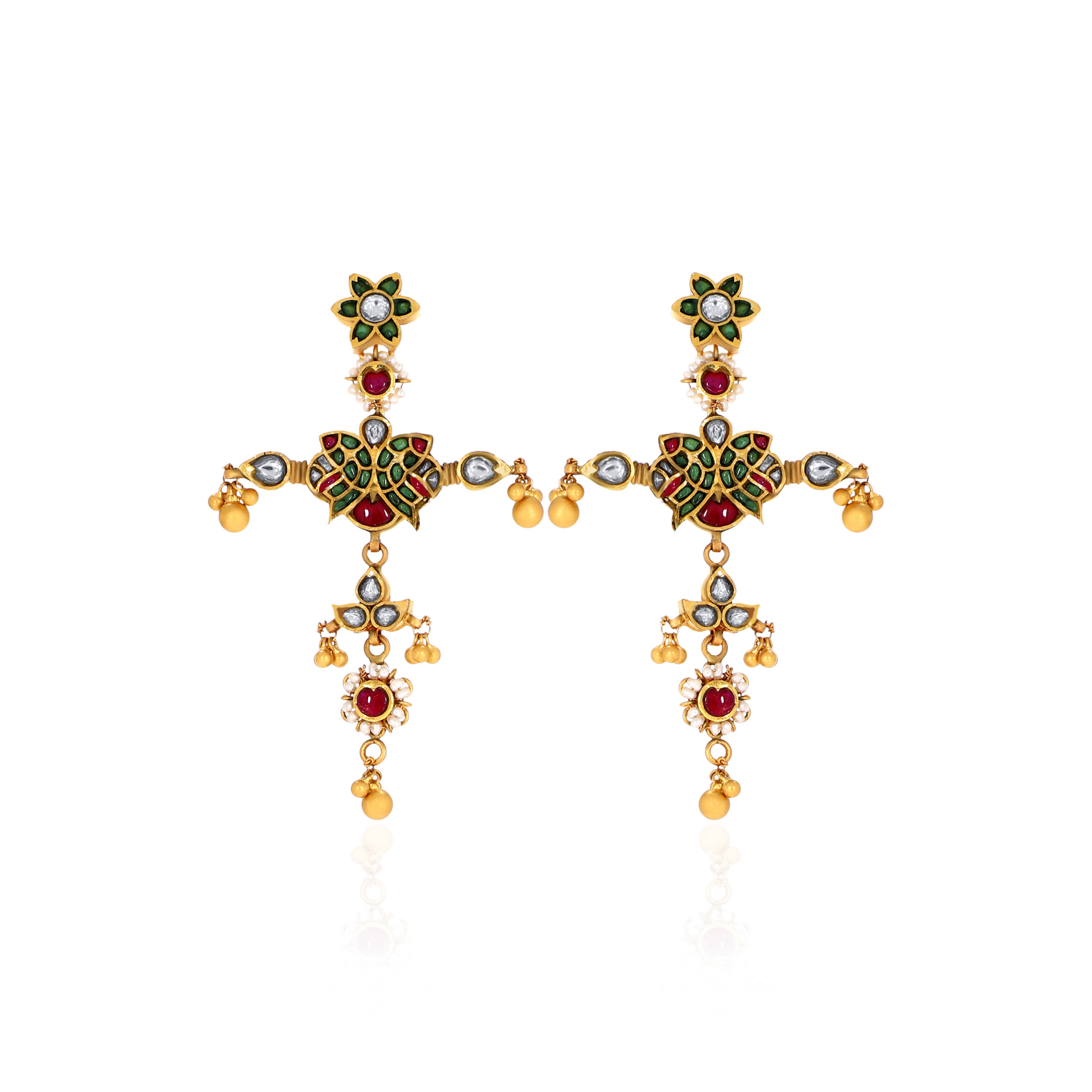 22K Yellow Gold Kundan Earrings-GPGN-D000782892 - Senco Gold and Diamonds