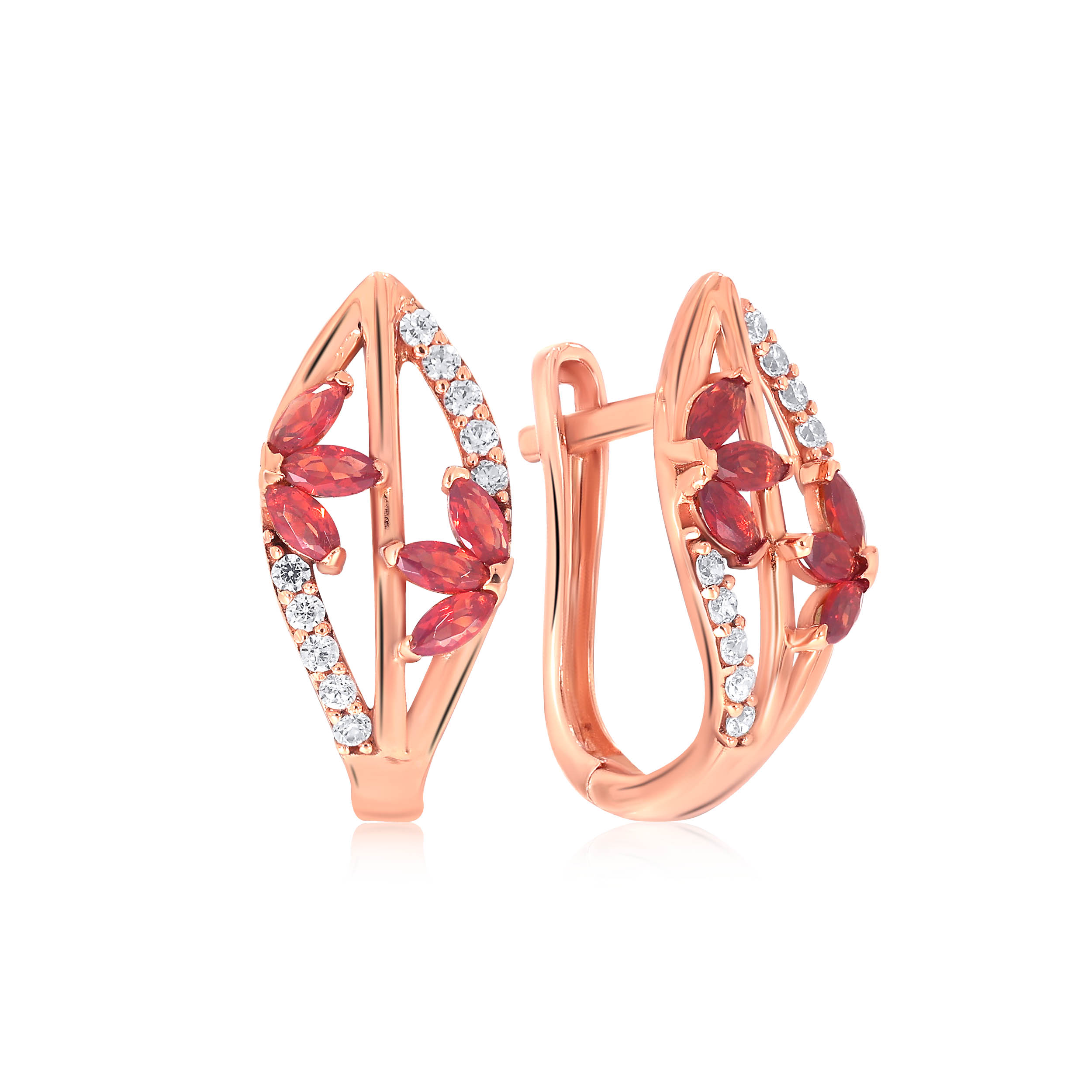 Crimson Petals Gold Hoop Earrings - Senco Gold and Diamonds