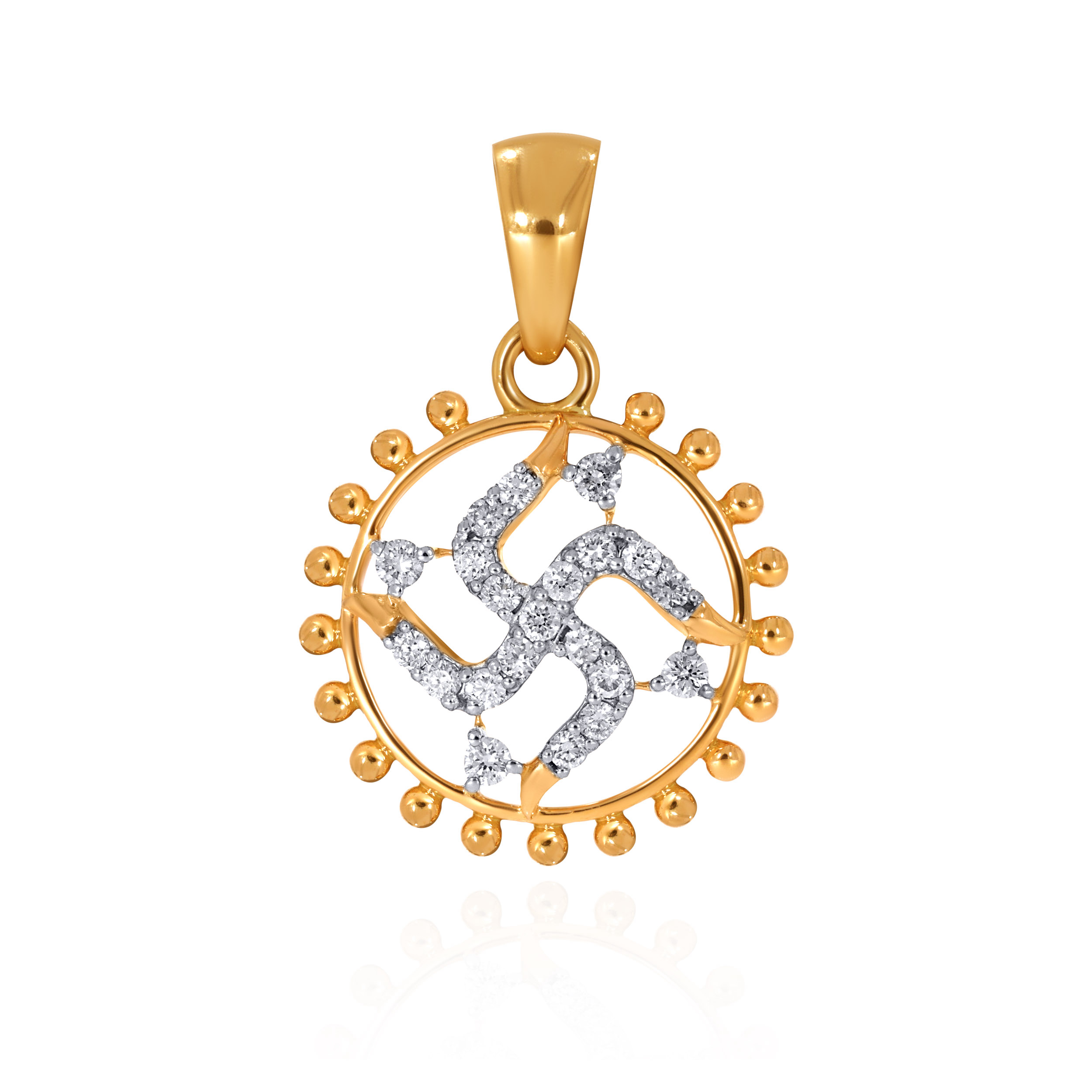 Shubha Swastik Diamond Pendant - Senco Gold and Diamonds