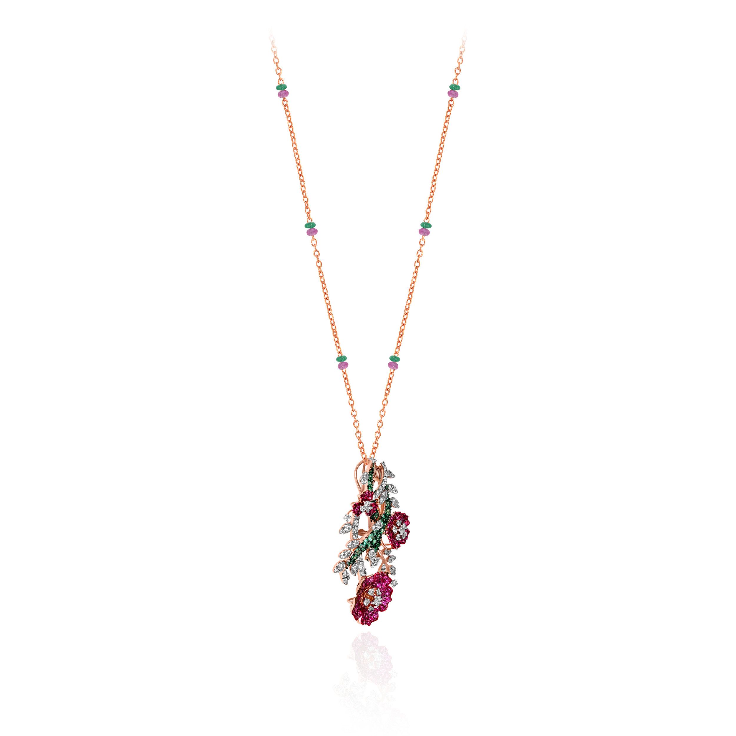 Aurora Bloom Diamond Chain Pendant - Senco Gold and Diamonds