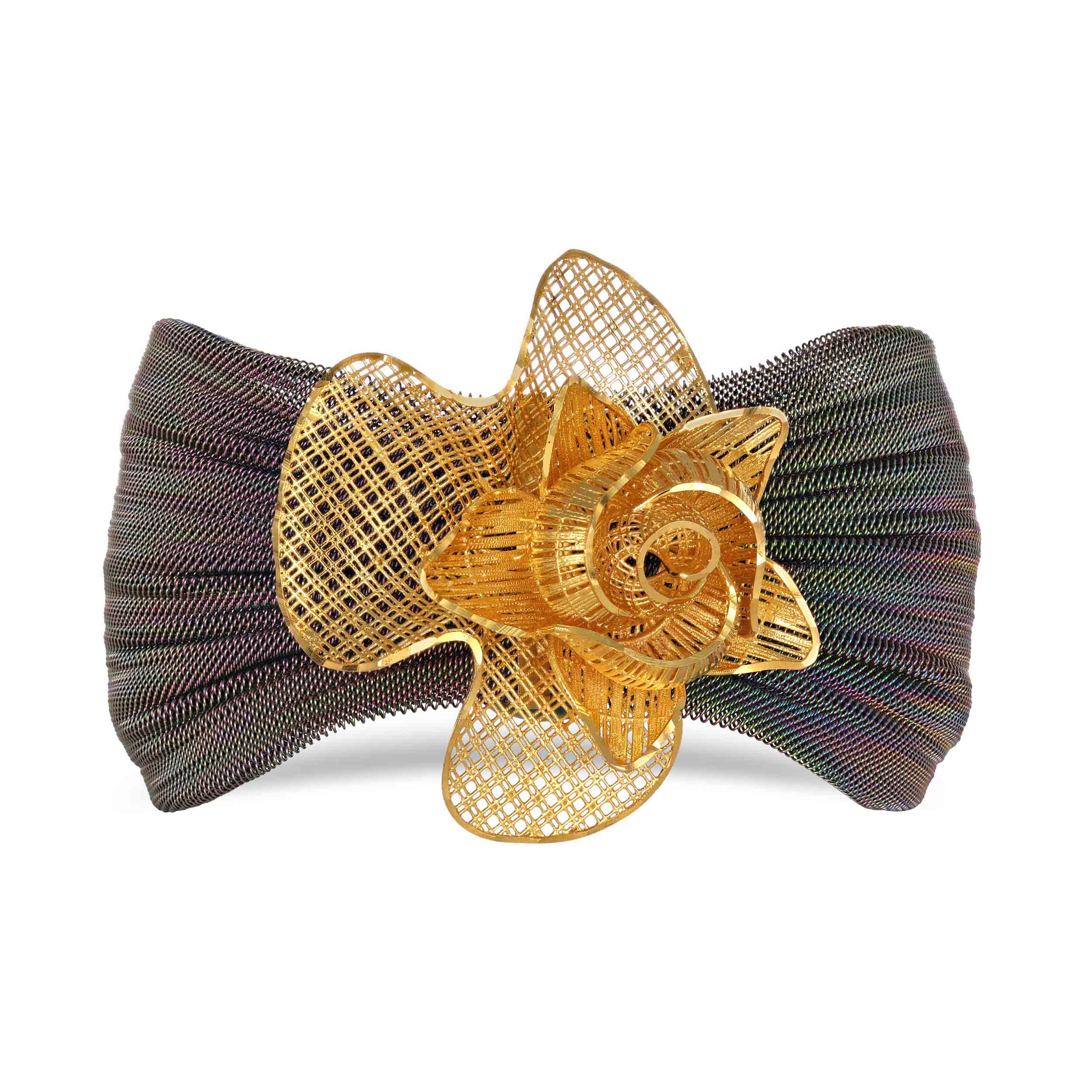 Iridescent Rose Stylised Gold Chur - Senco Gold and Diamonds