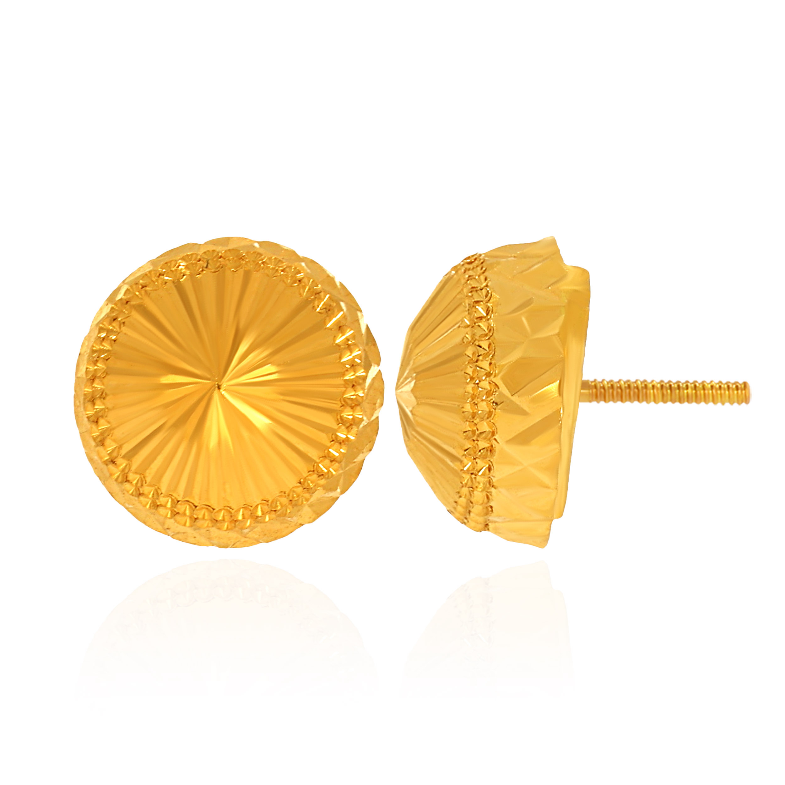 Radiant Button Gold Studs - Senco Gold and Diamonds