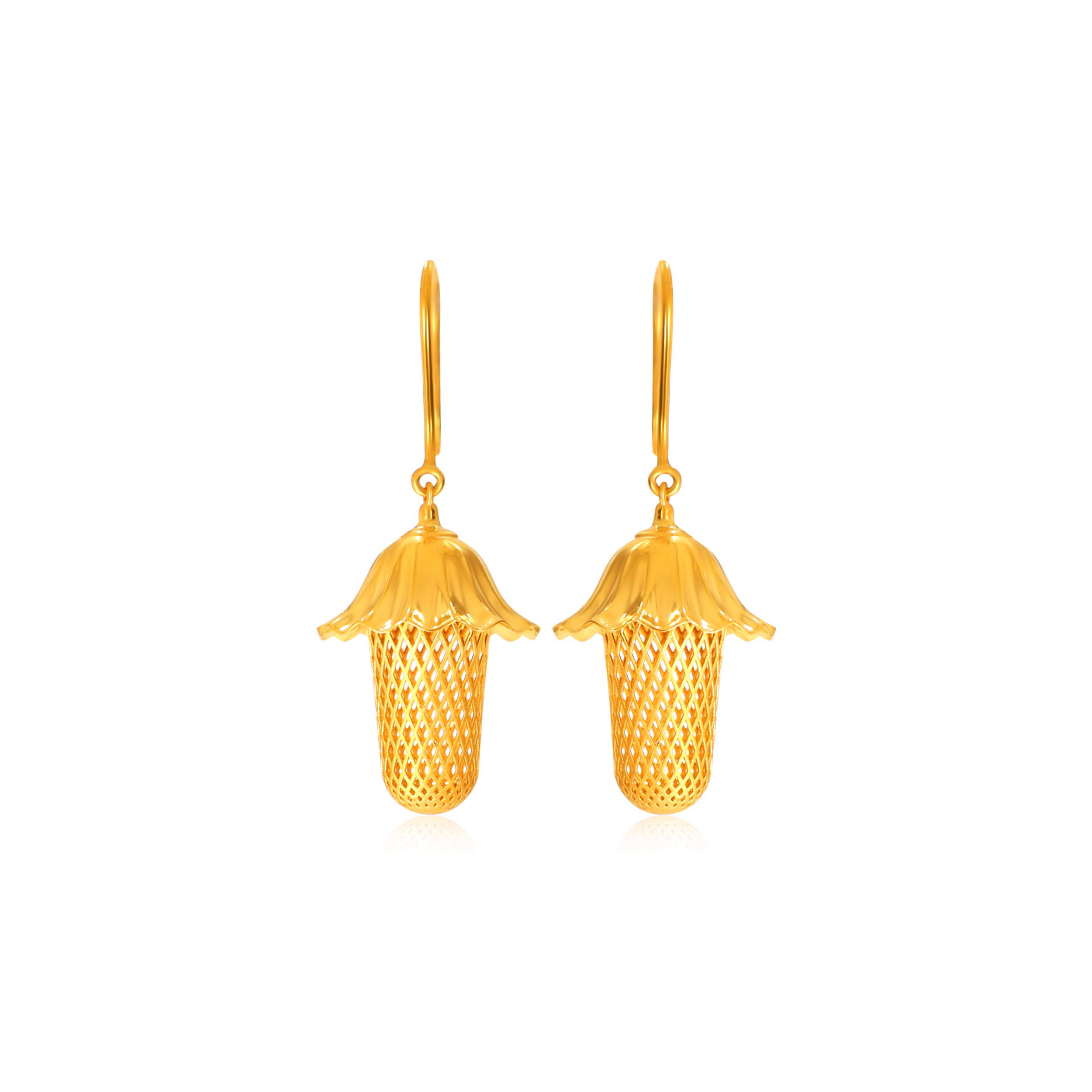 Nature's Wonder Gold Hook Earrings - Senco Gold and Diamonds