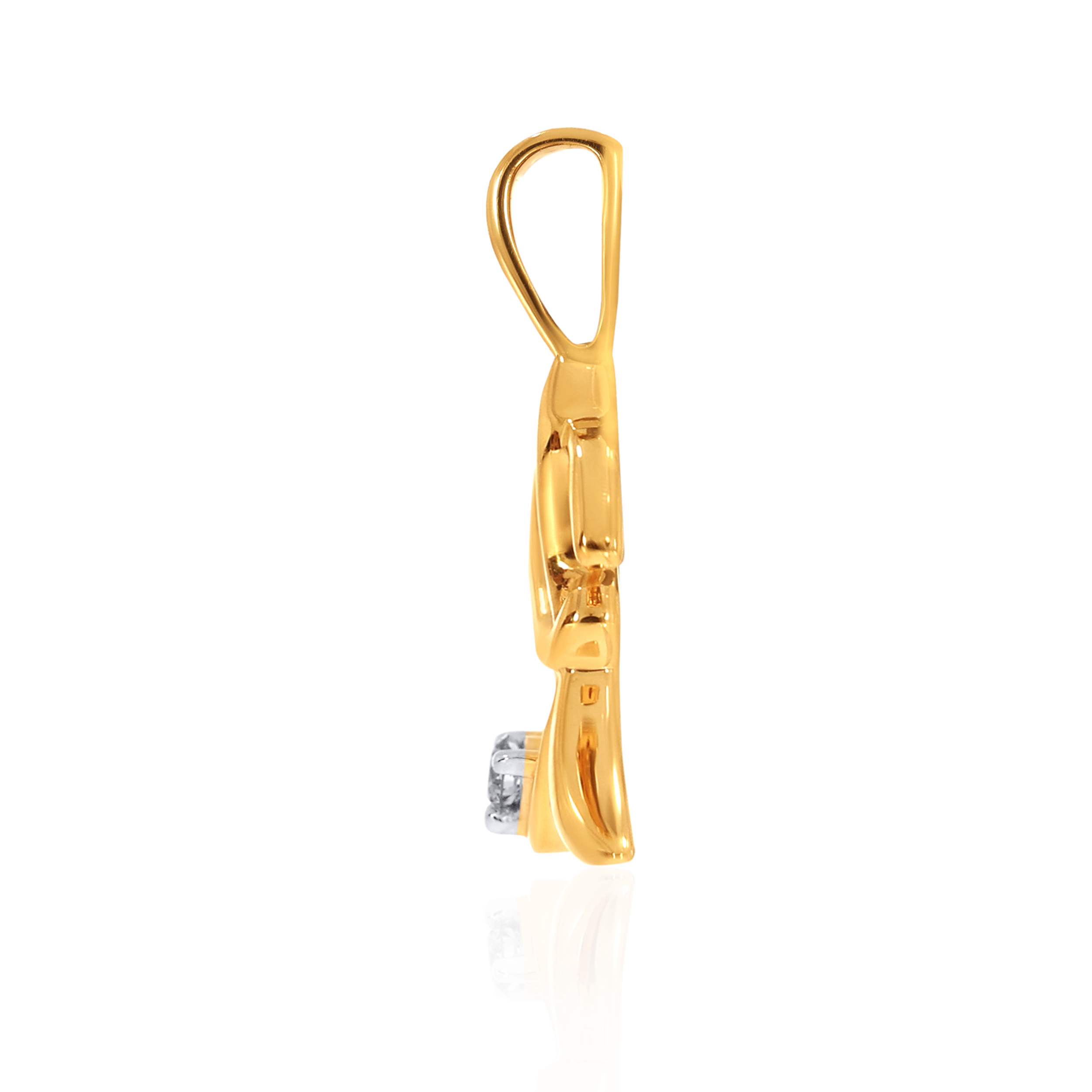 18K Yellow Gold R Alphabet Diamond Pendant-DPN-D000748615 - Senco Gold and Diamonds
