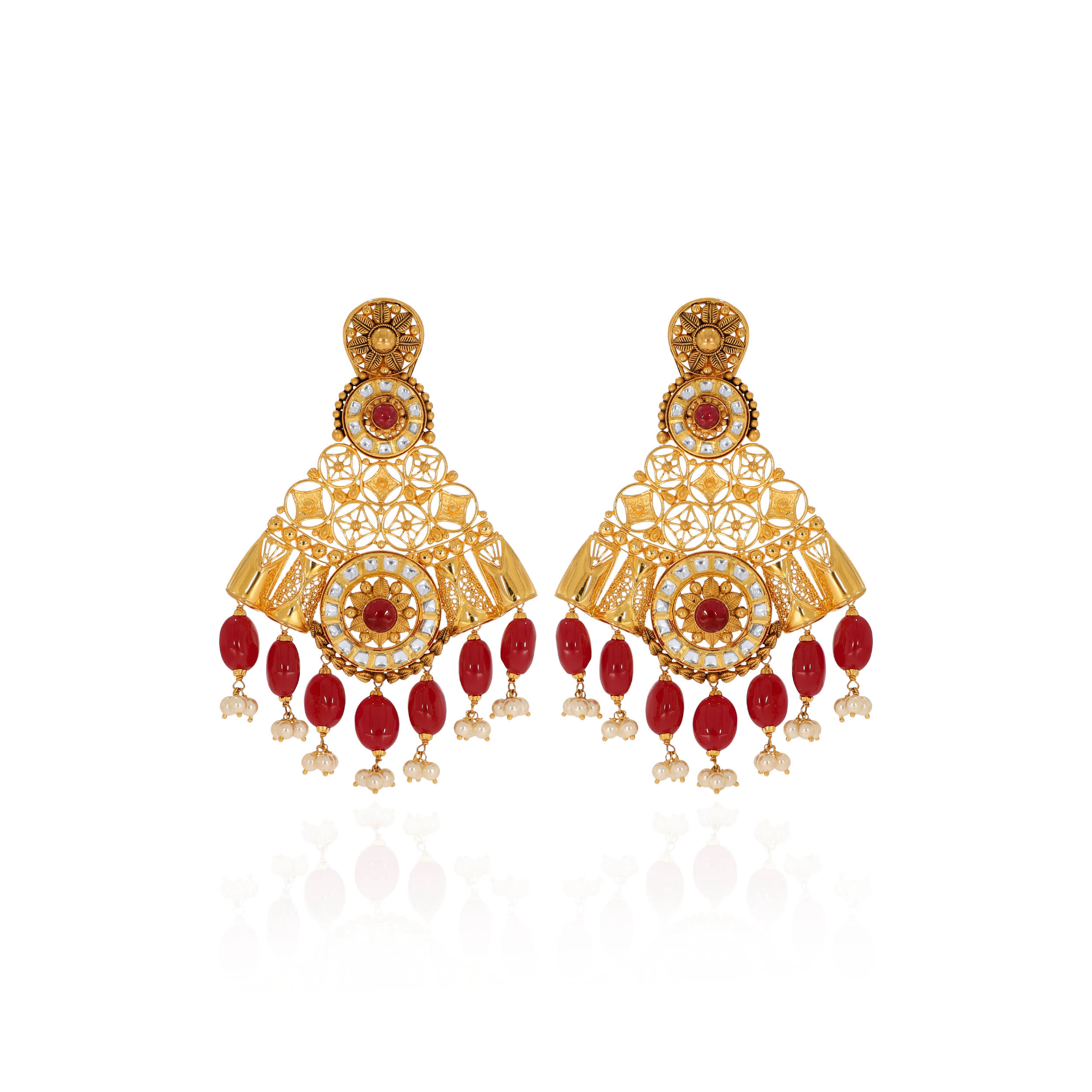 Queen's Jewel Gold Drop Earrings - Senco Gold and Diamonds