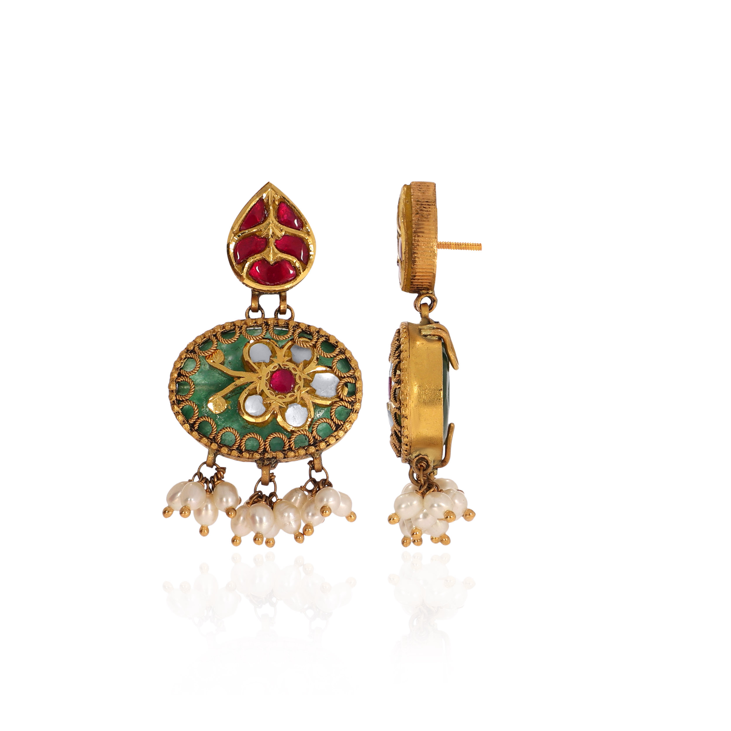 22K Yellow Gold Kundan Earrings-GPGN-D000788489 - Senco Gold and Diamonds