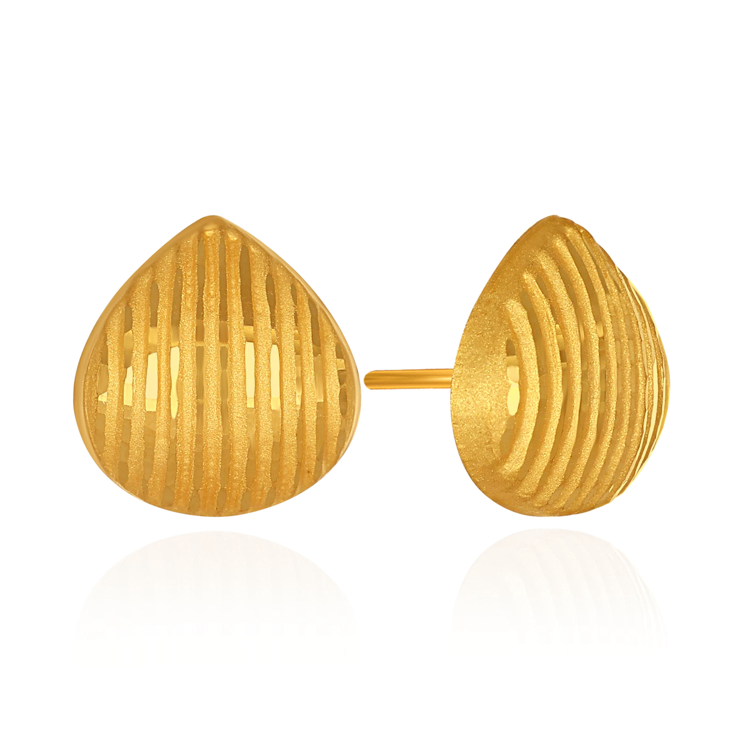 Contemporary Lines Teardrop Gold Studs - Senco Gold and Diamonds