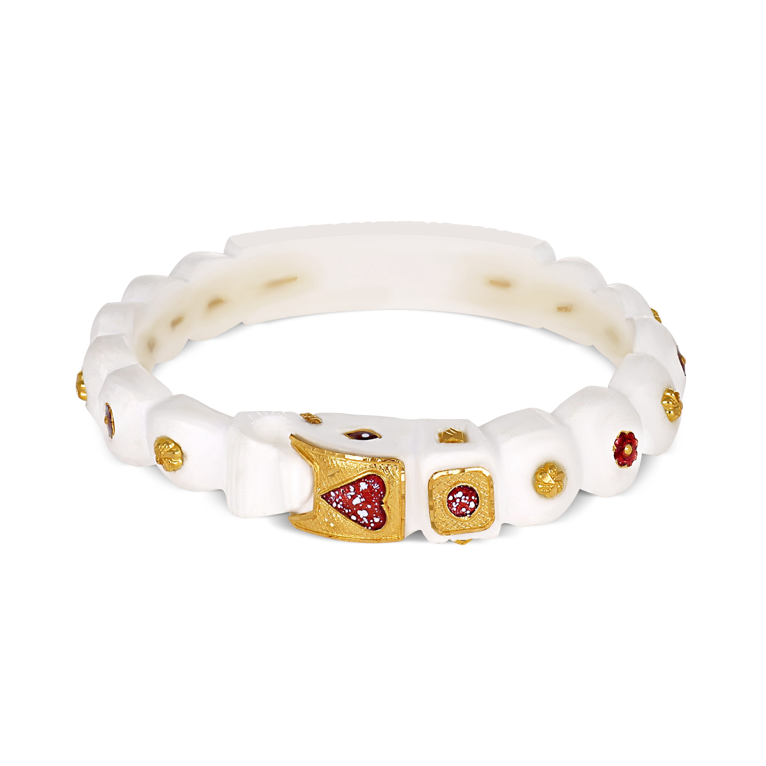 Ivory Vermillion Gold Sankha Bangle - Senco Gold and Diamonds