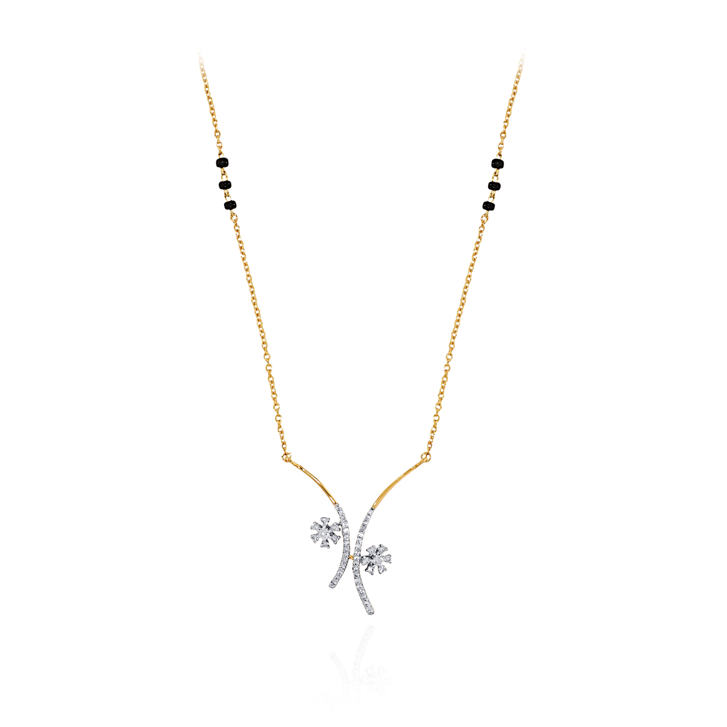 Floral Fusion Diamond Mangalsutra - Senco Gold and Diamonds