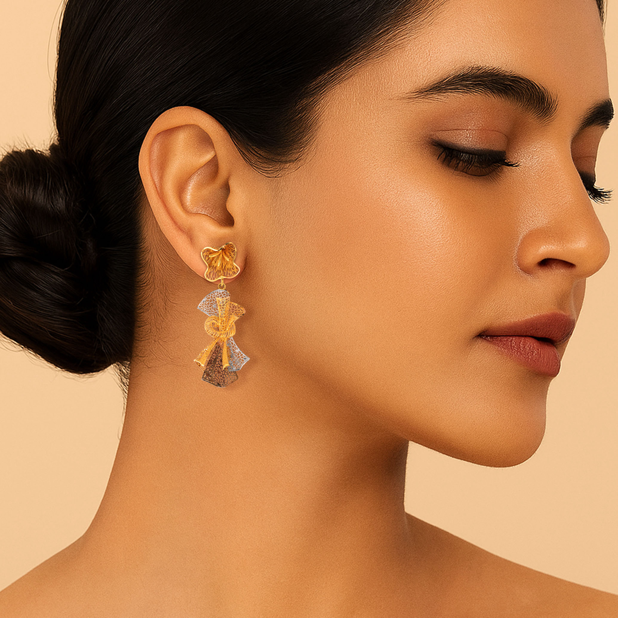 Twilight Trio Gold Earrings - Senco Gold and Diamonds