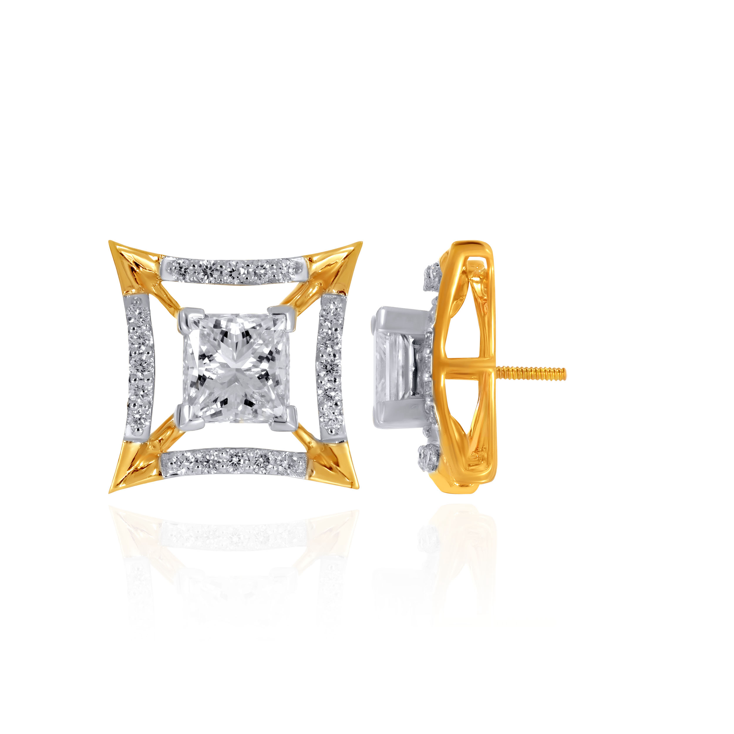 Serene Square Frame Diamond Studs - Senco Gold and Diamonds