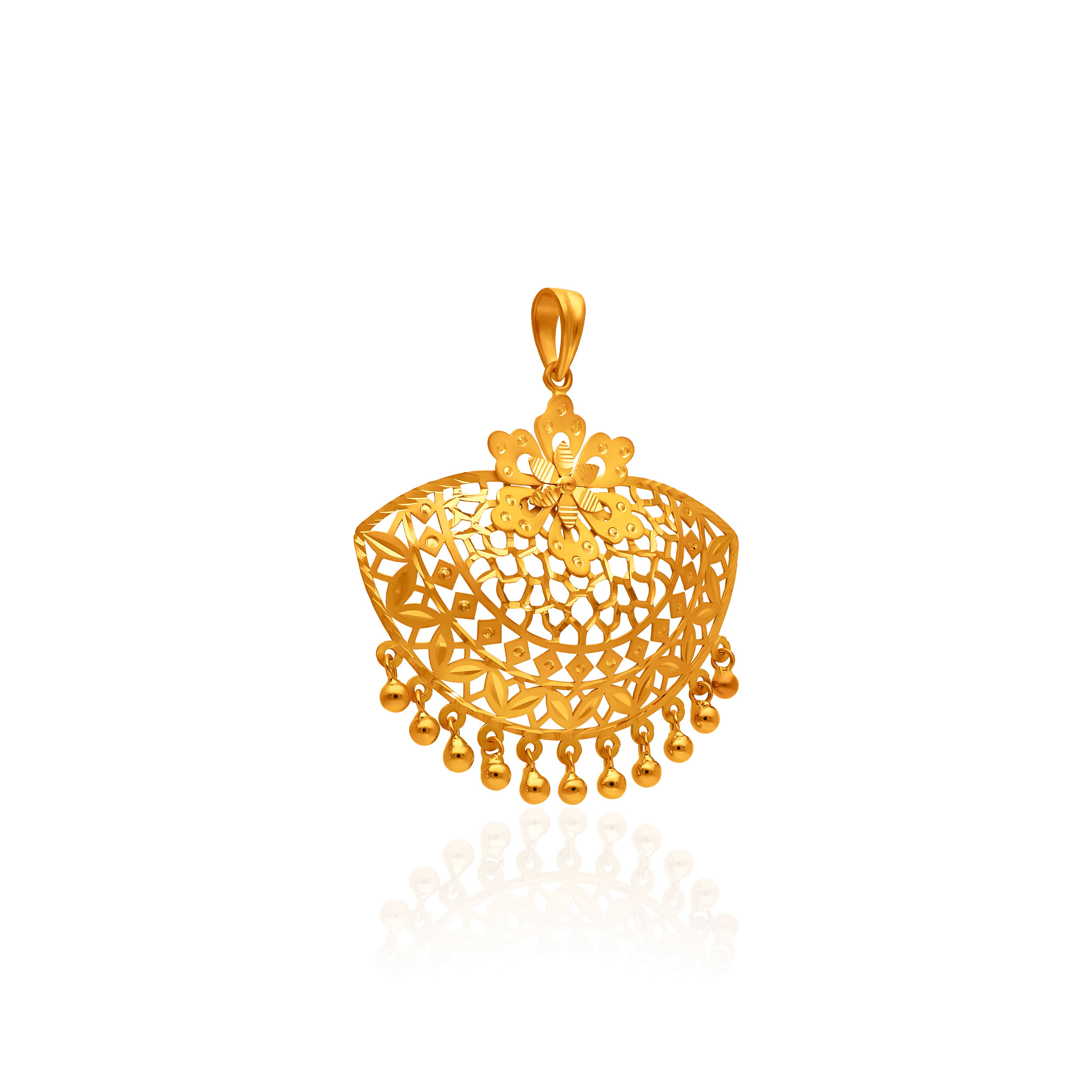 Festive Floral Ornate Gold Pendant - Senco Gold and Diamonds