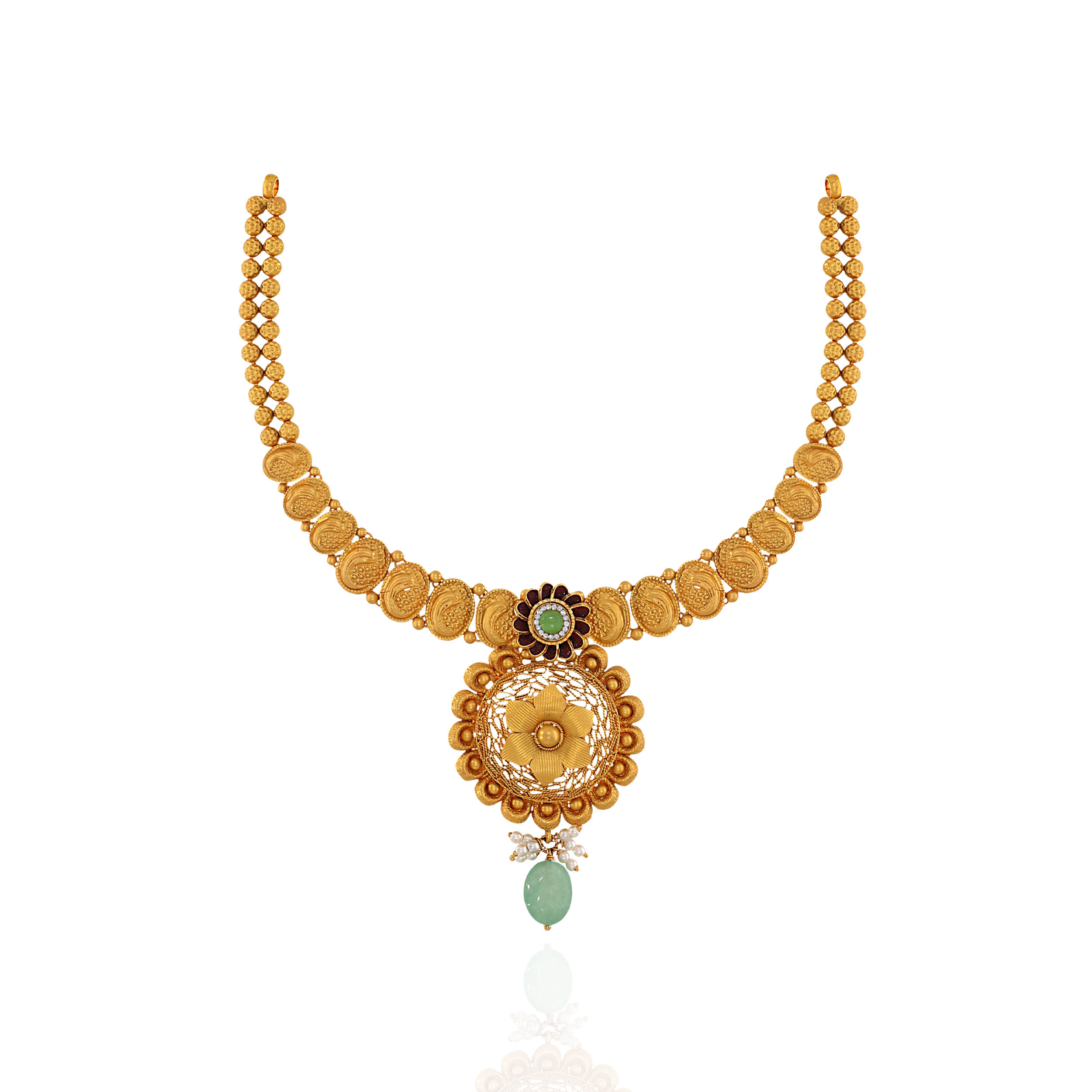 Antique Aura Kundan Gold Necklace - Senco Gold and Diamonds