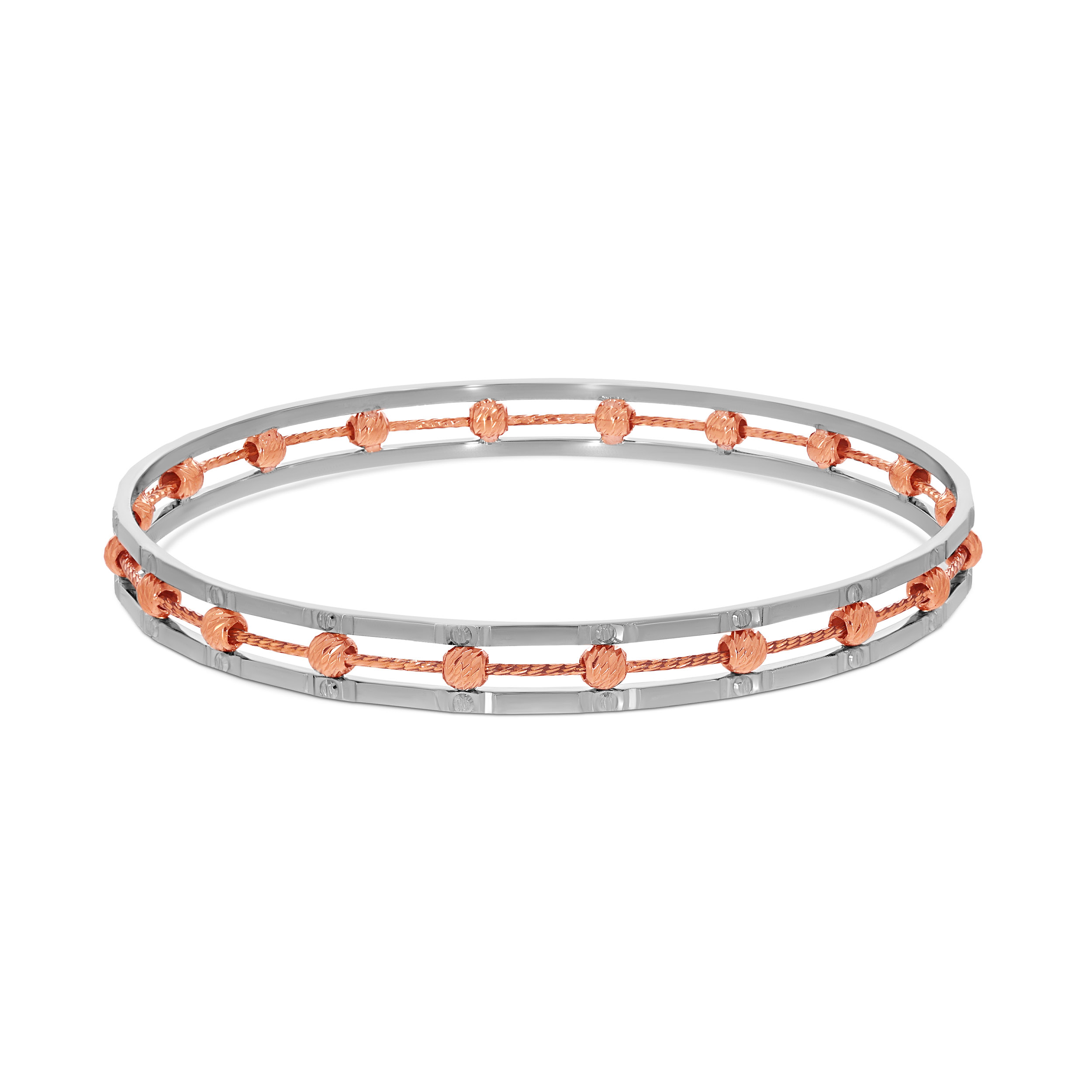 Dual Tone Modern Platinum Bangle - Senco Gold and Diamonds