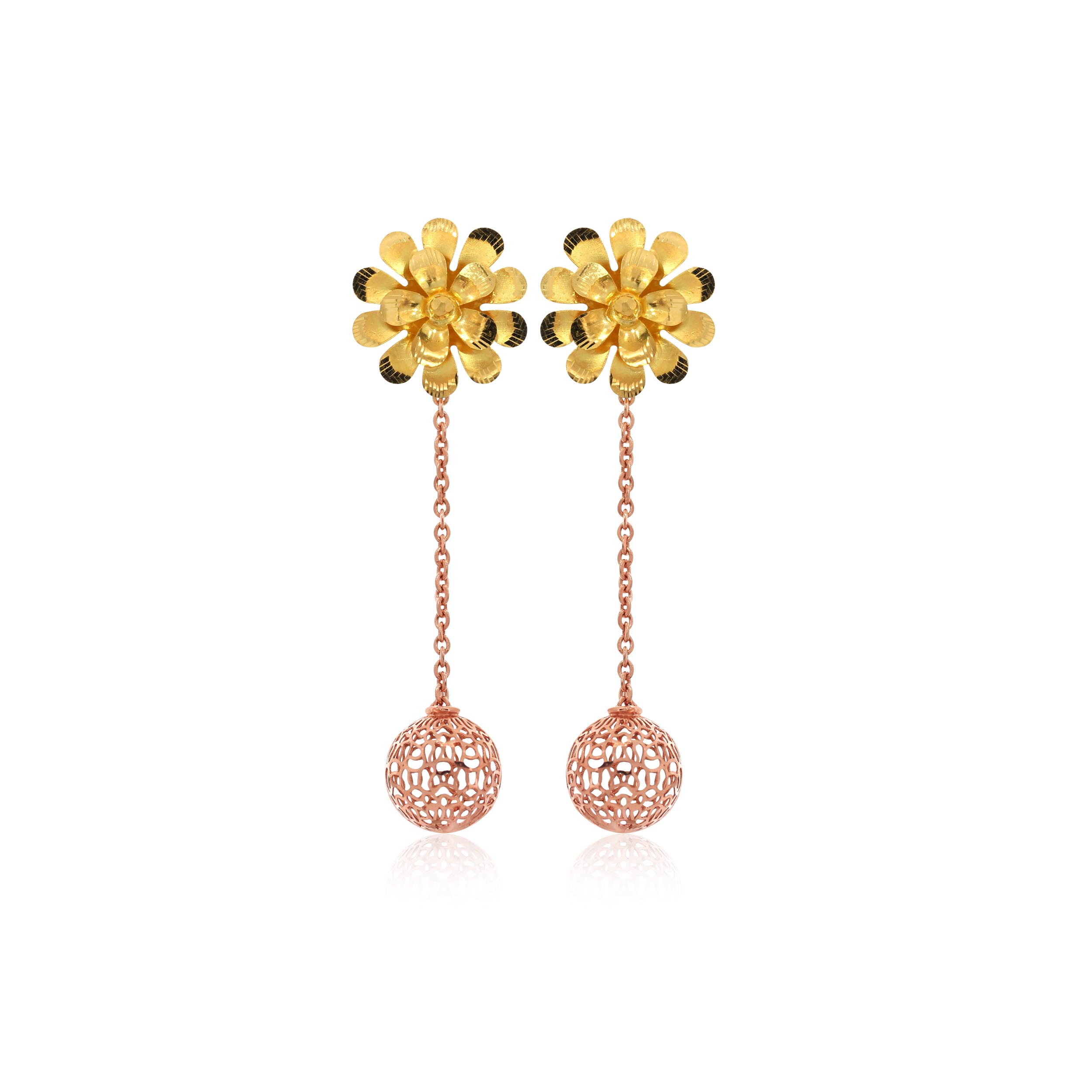 Dual Magnificence Gold Long Earrings - Senco Gold and Diamonds