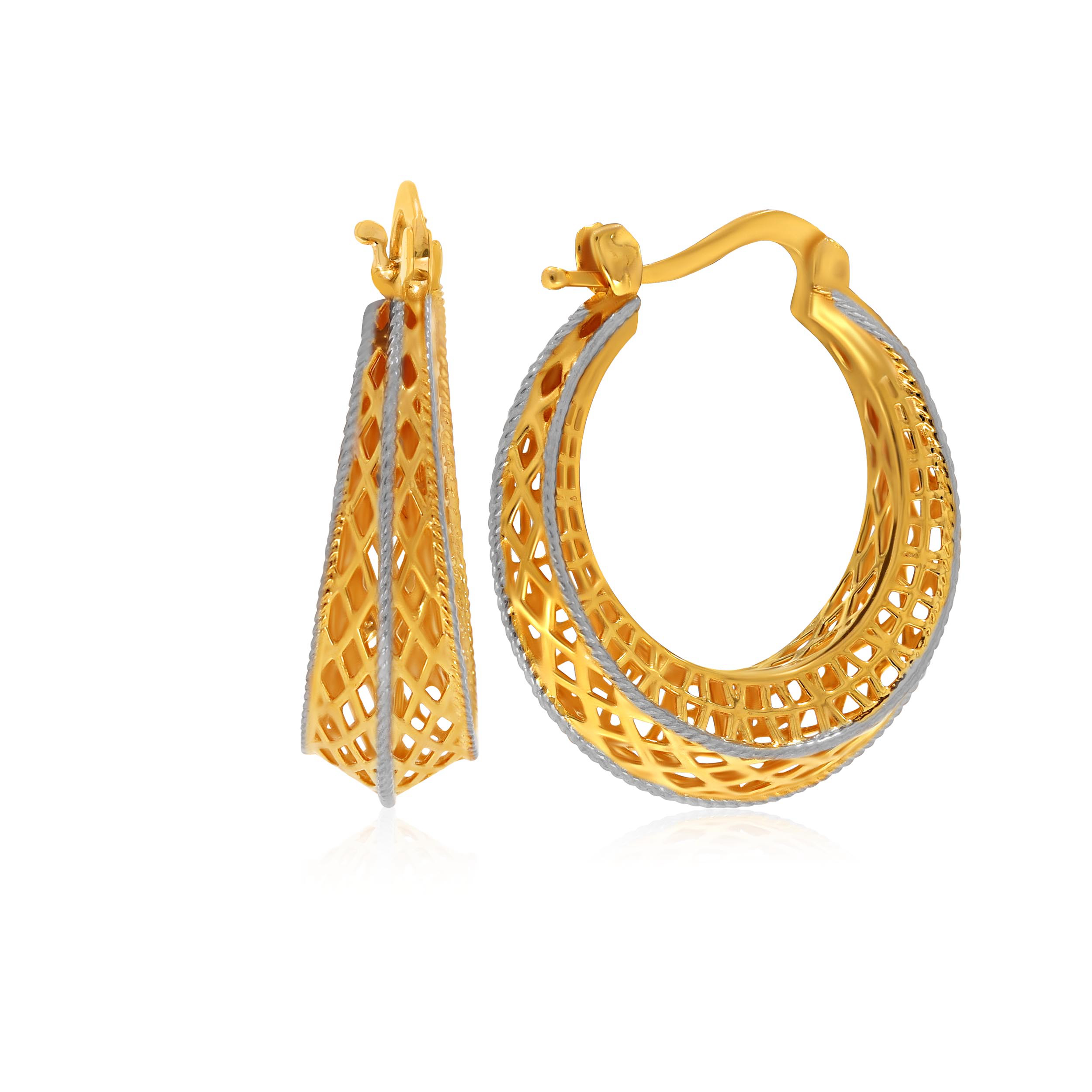 Classy Weave Gold Hoop Earrings - Senco Gold and Diamonds