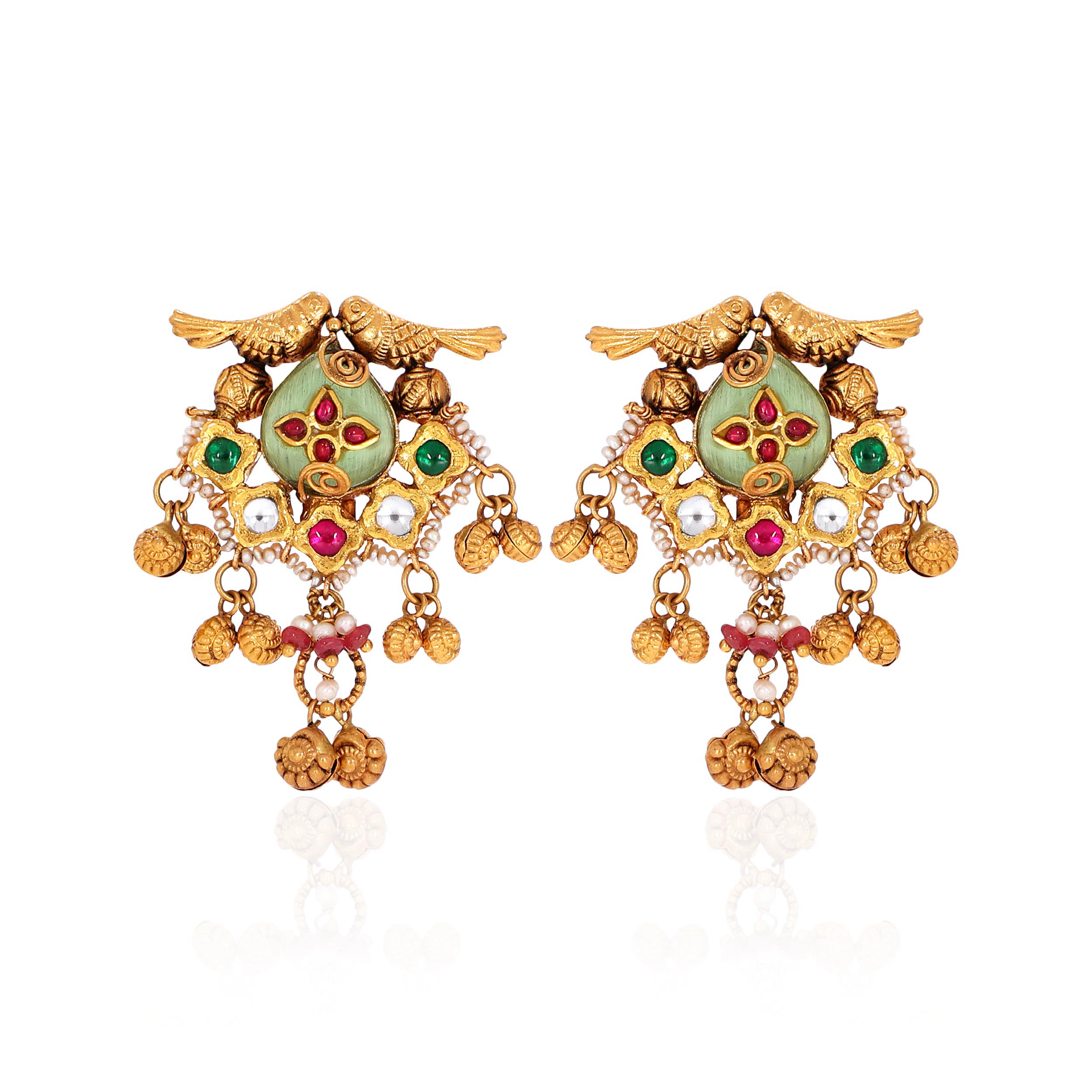 22K Yellow Gold Kundan Earrings-GPGN-D000782900 - Senco Gold and Diamonds