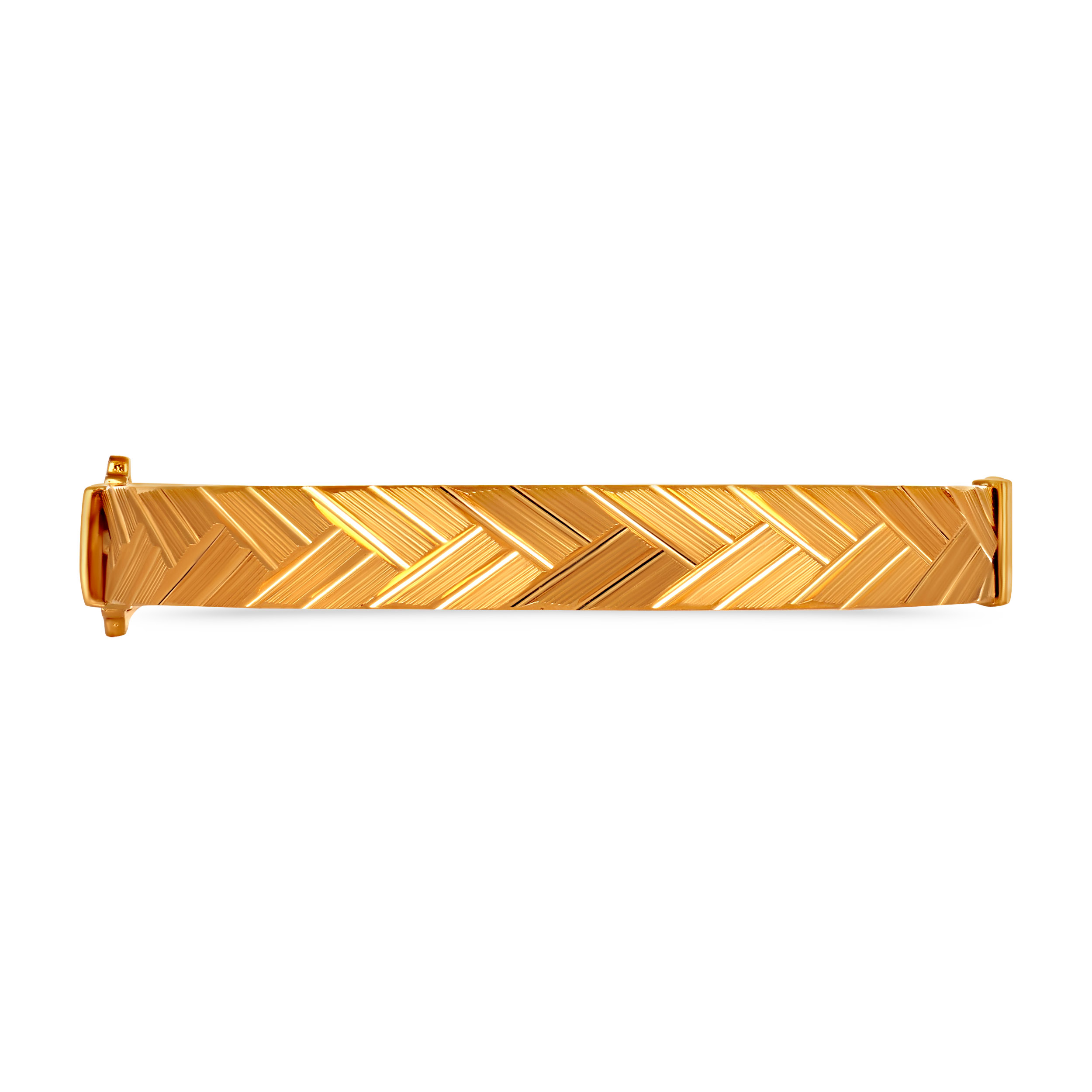 Textured Flat Woven Men's Gold Kada - Senco Gold and Diamonds