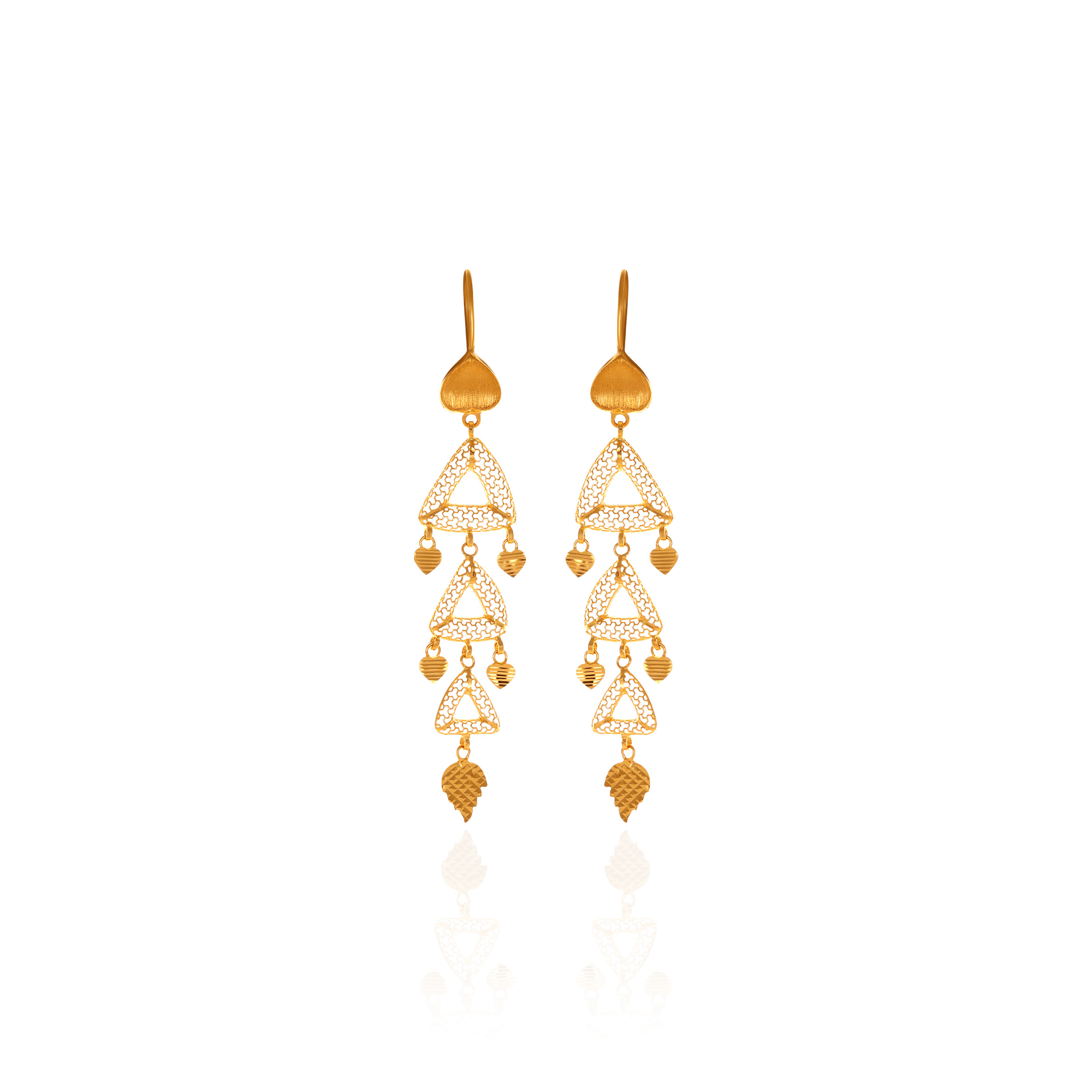 Trio Cascade Gold Hook Earrings - Senco Gold and Diamonds
