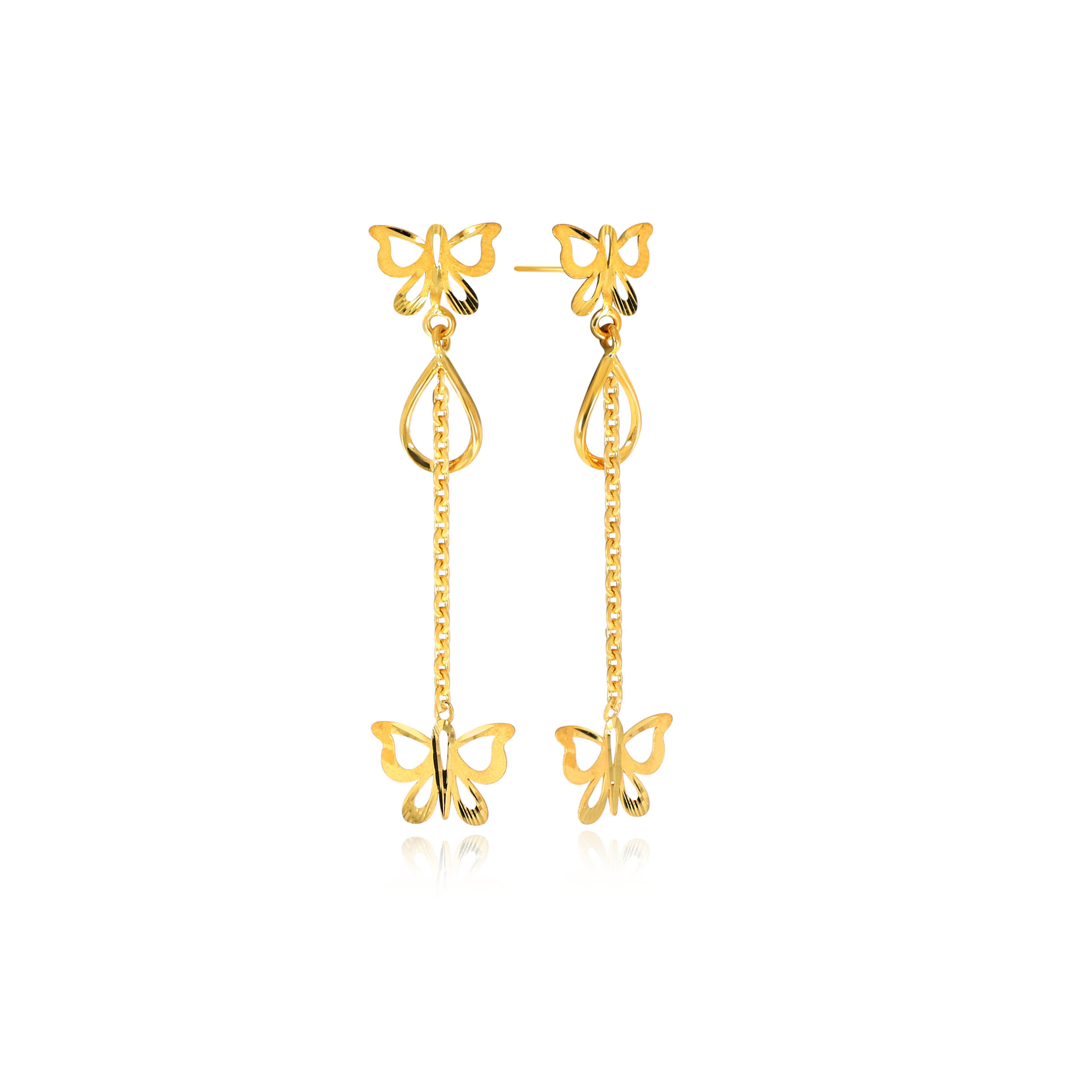 Self Expressive Gold Long Earrings - Senco Gold and Diamonds