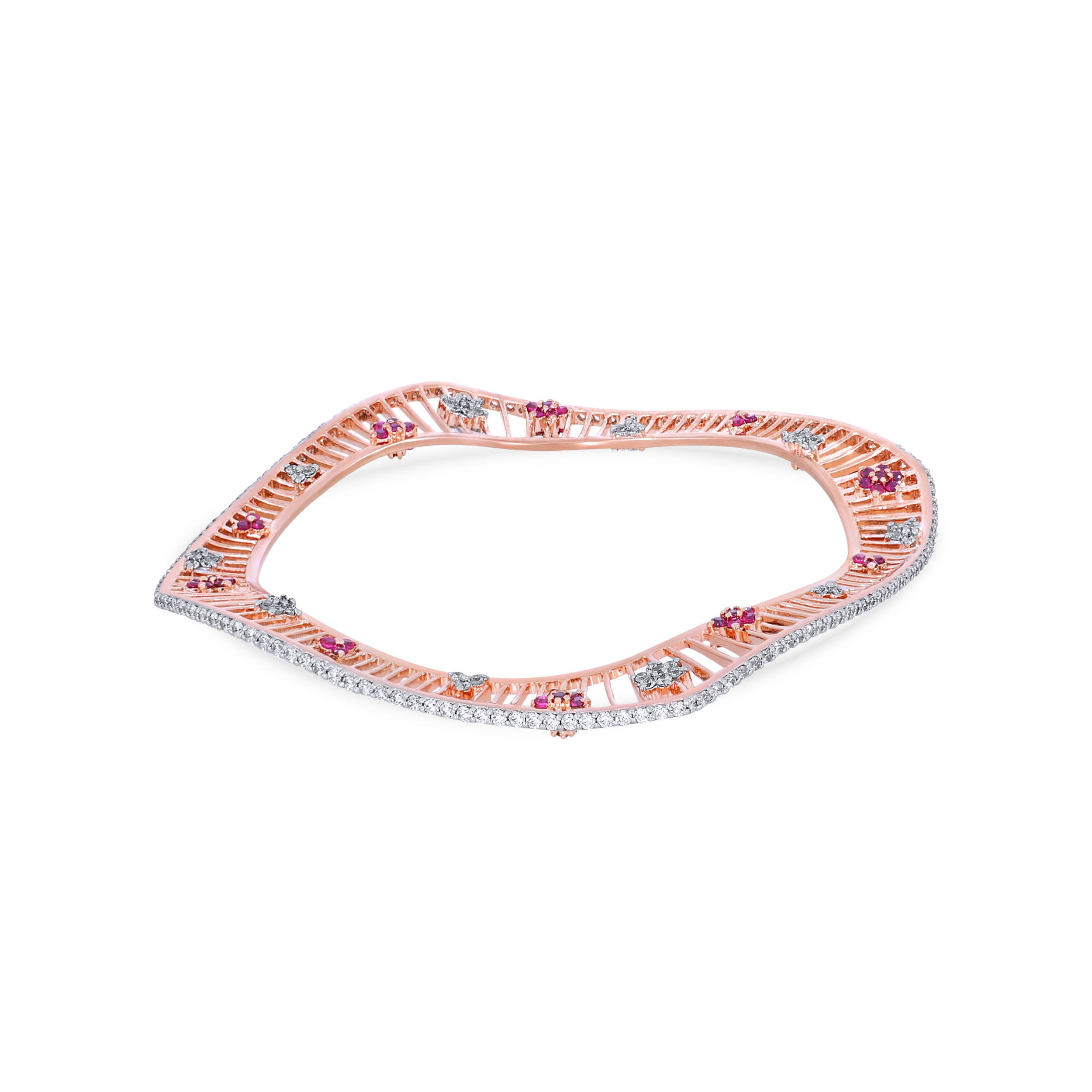 Wavy Blossom Diamond Bangle - Senco Gold and Diamonds