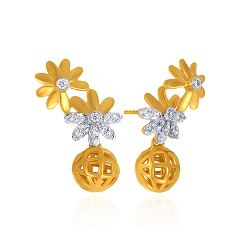 Bloom Crest Diamond Earrings - Senco Gold and Diamonds