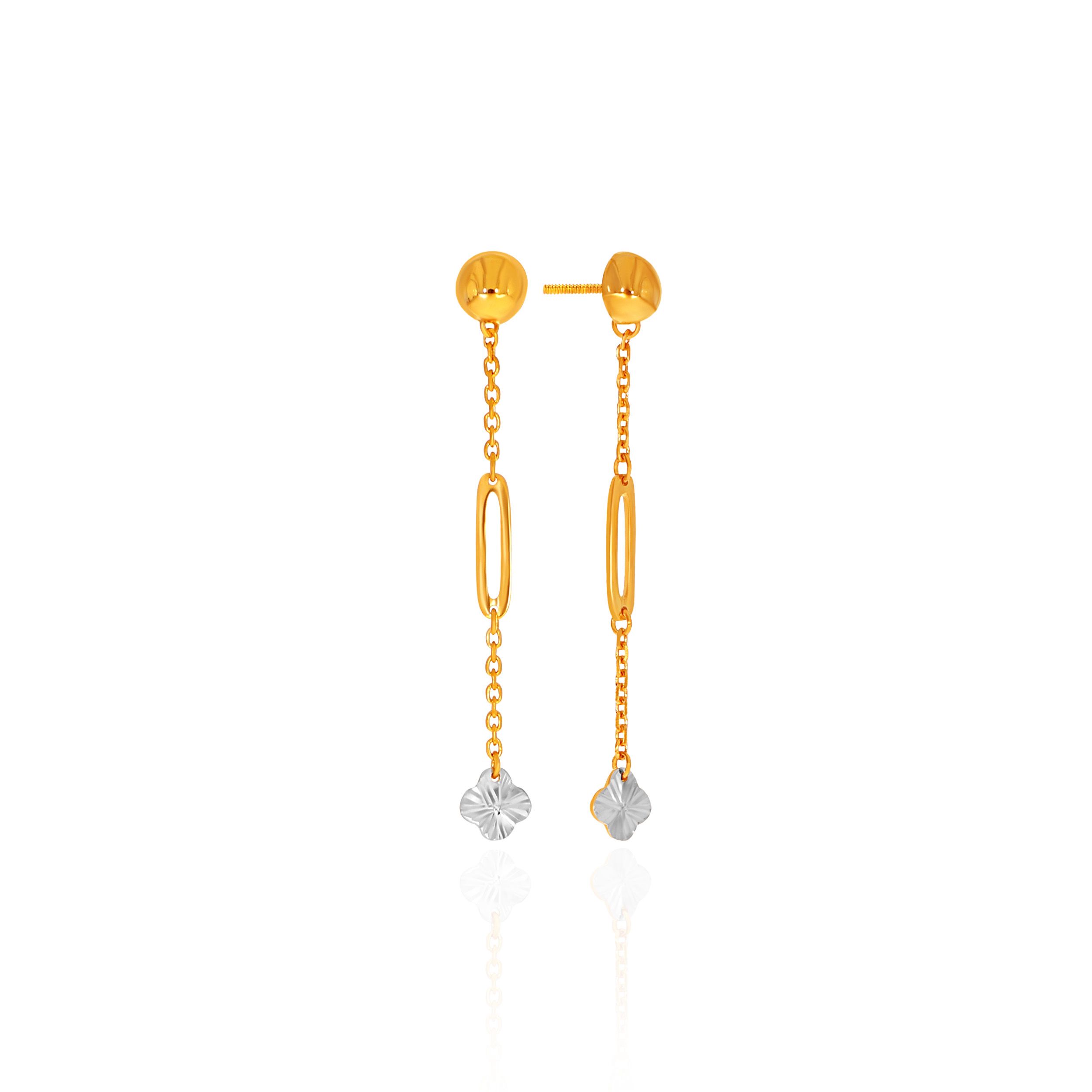 Petite Rhodium Flower Gold Earrings - Senco Gold and Diamonds