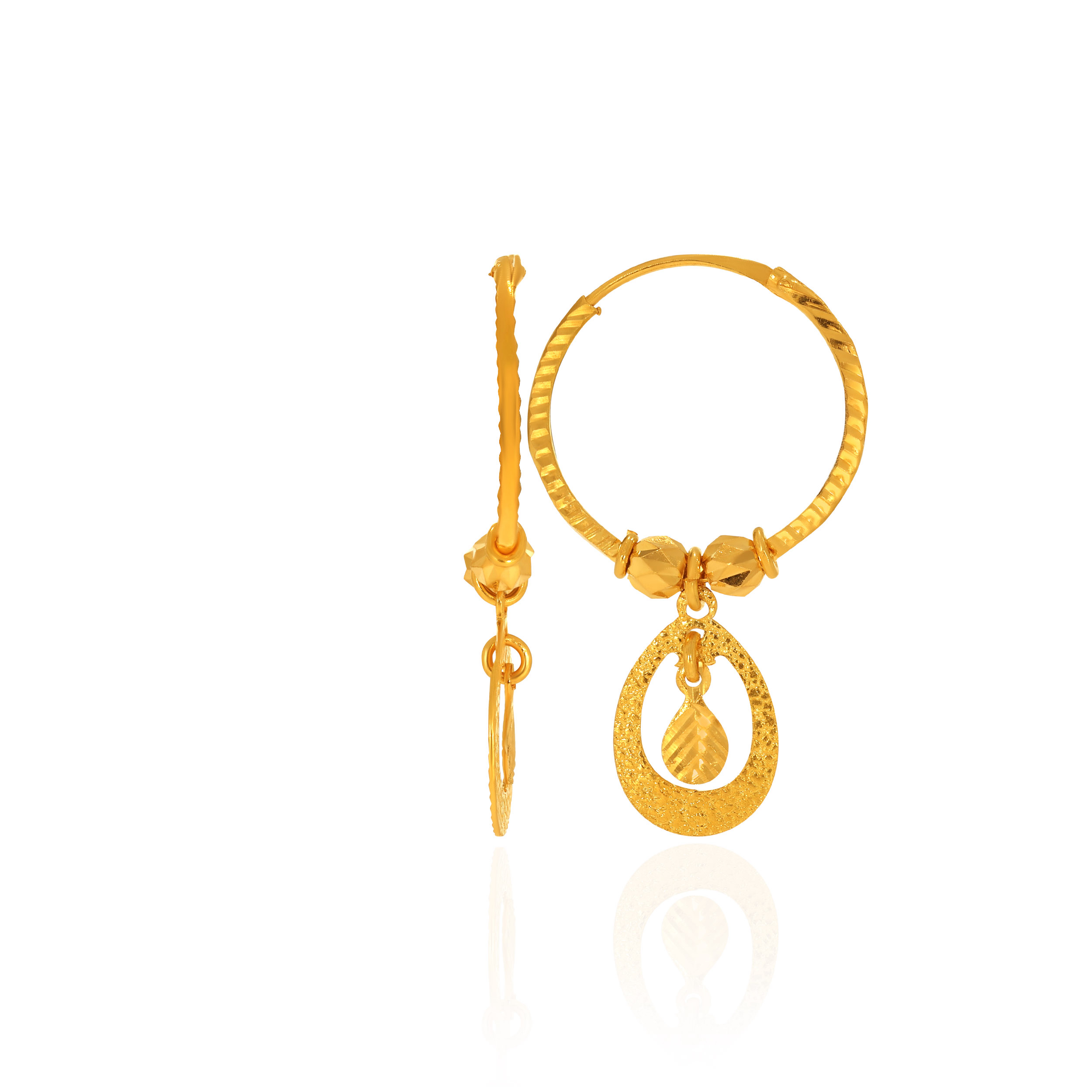Sunlit Rhythm Gold Hoop Earrings - Senco Gold and Diamonds