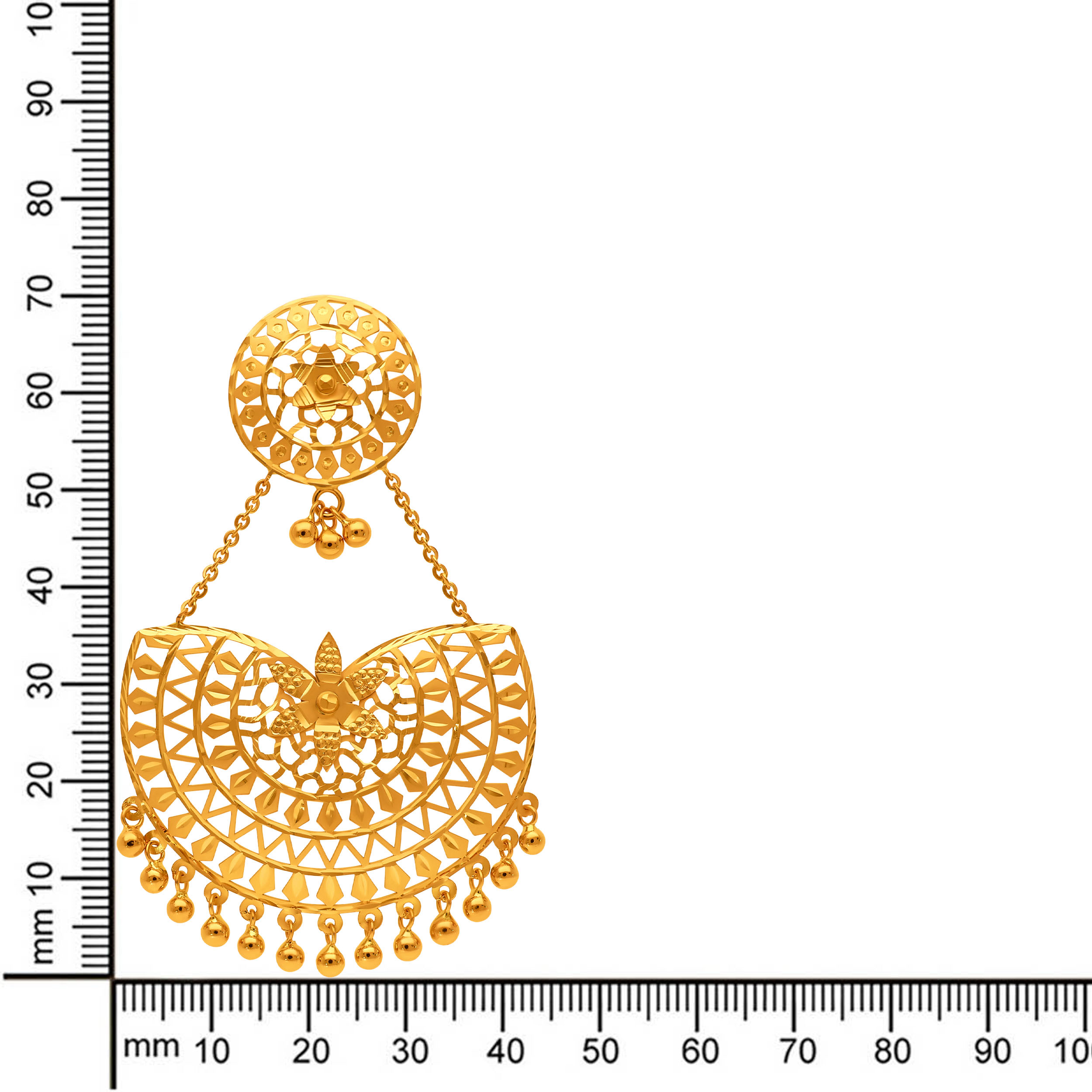 Stylised Floral Gold Chand Bali Earrings - Senco Gold and Diamonds