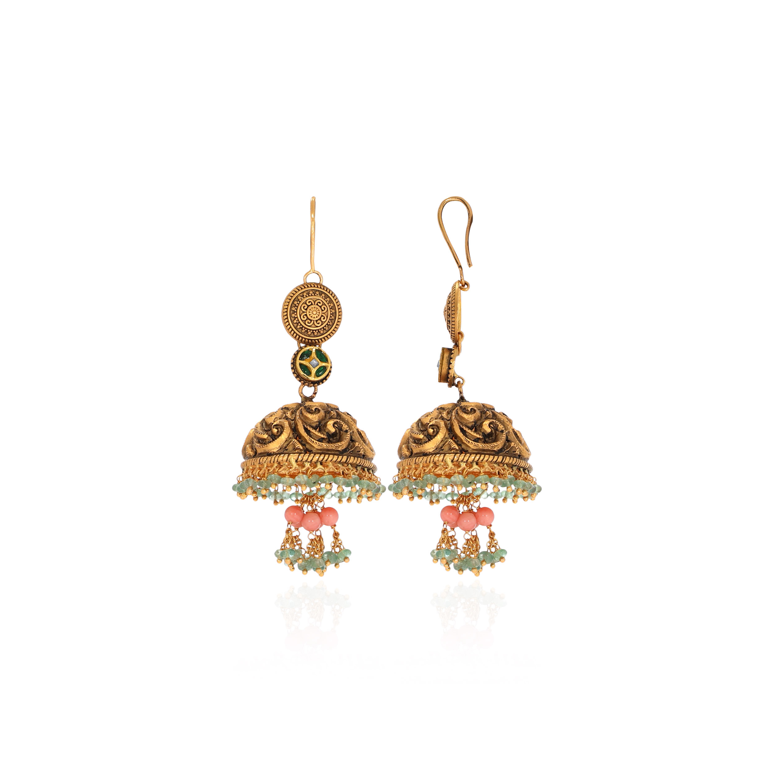 22K Yellow Gold Kundan Earrings-GPGN-D000788488 - Senco Gold and Diamonds